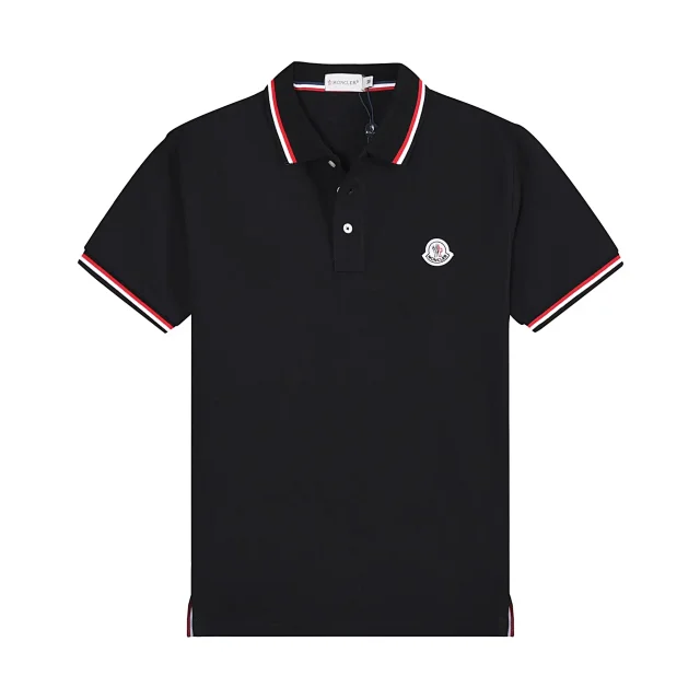 Moncler Shirts Short-Sleeve Polo Shirt with Striped Trim product detail image 9
