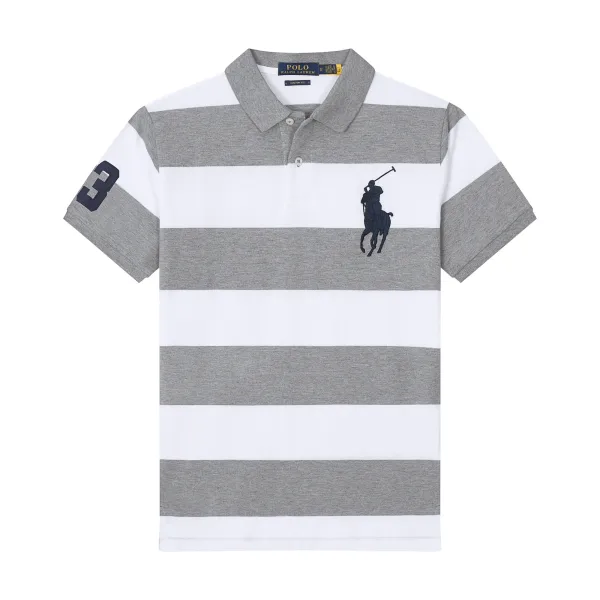Polo Ralph Lauren Big Pony Stripe Polo Black and White Polo Shirt - 7