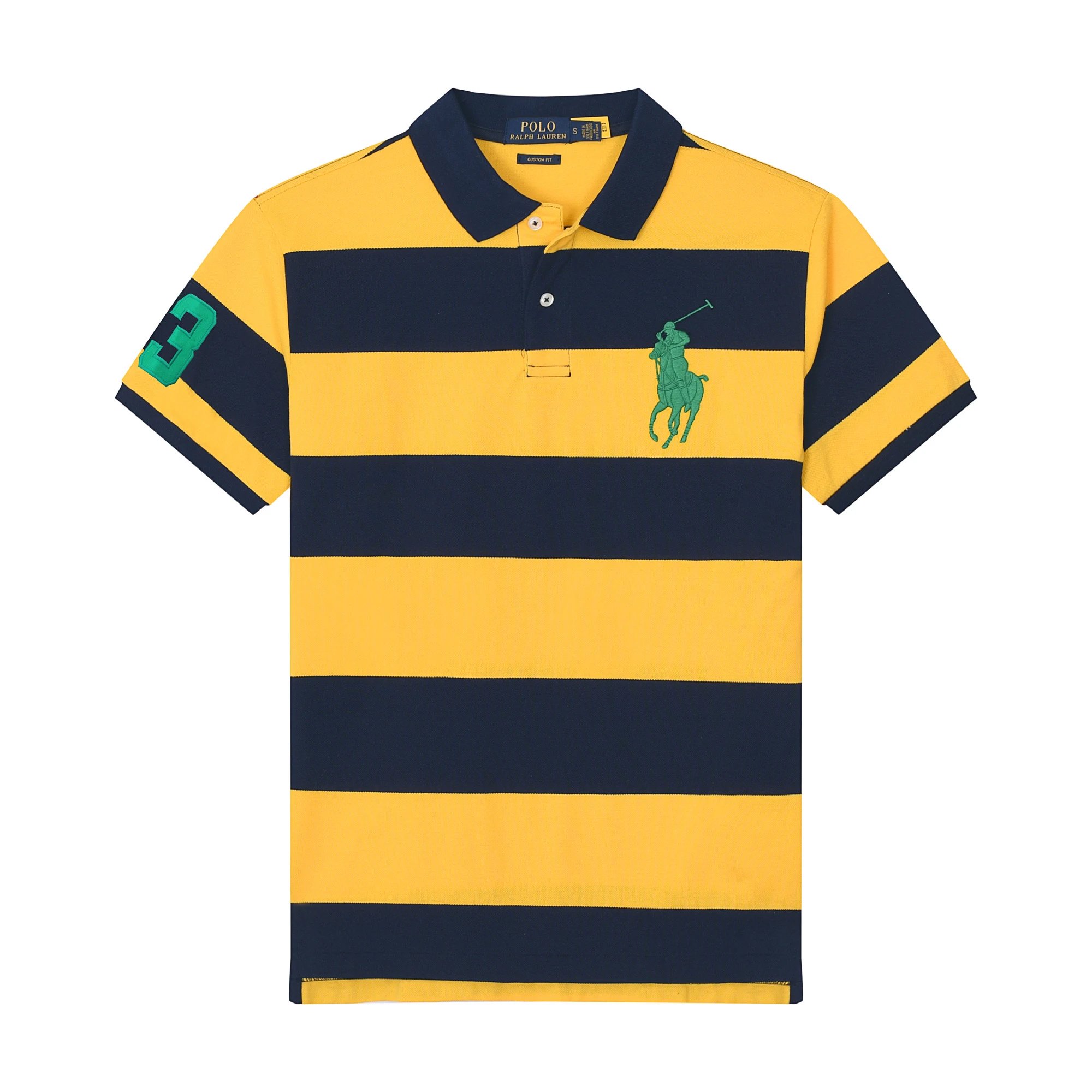 Polo Ralph Lauren Big Pony Stripe Polo Black and White Polo Shirt - 8
