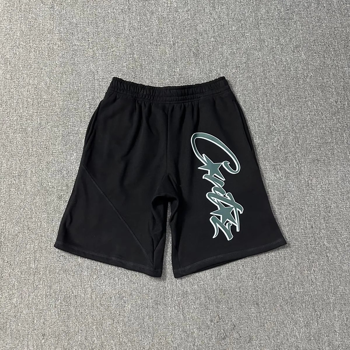 Corteiz Script Logo Shorts Black-Green