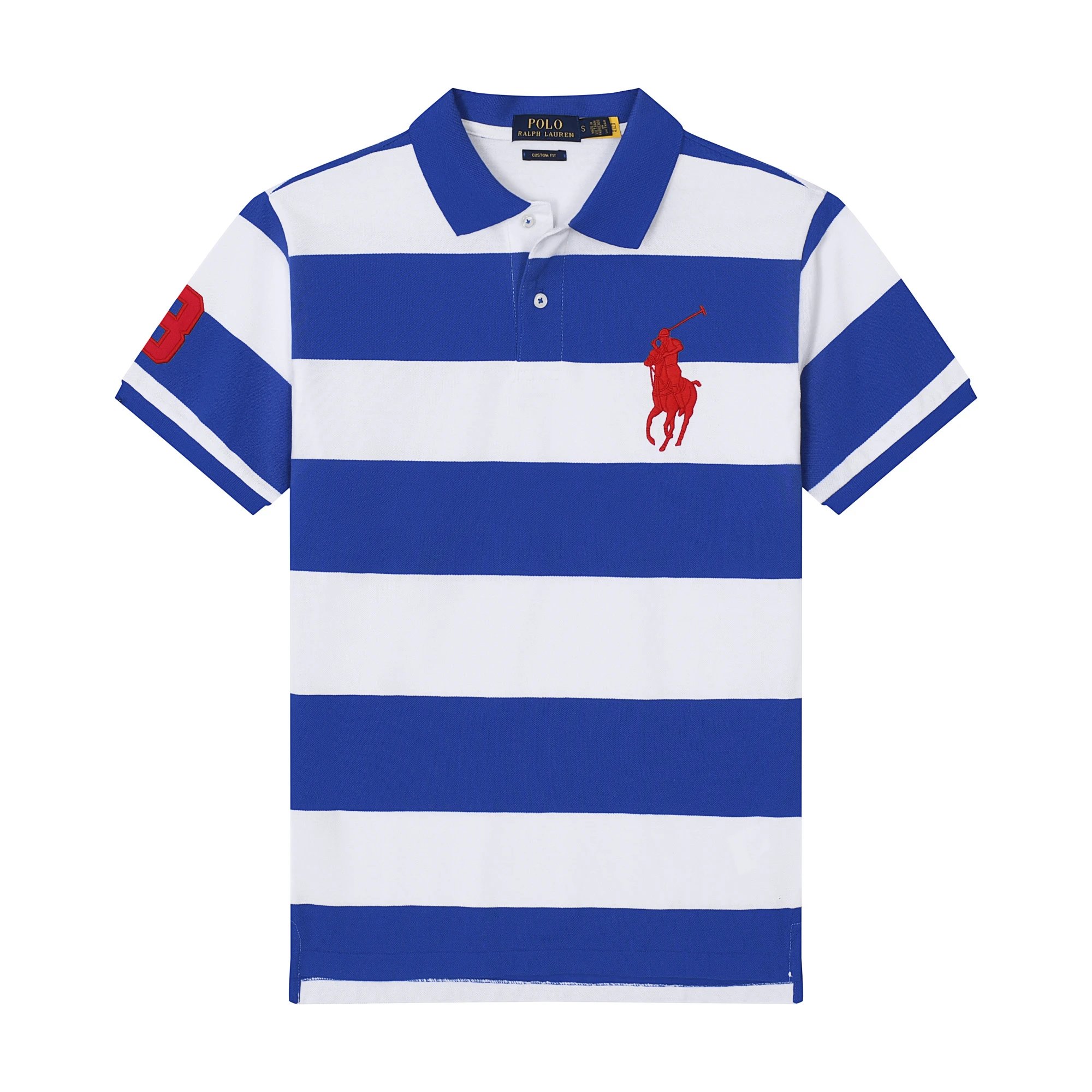Polo Ralph Lauren Big Pony Stripe Polo Black and White Polo Shirt - 9