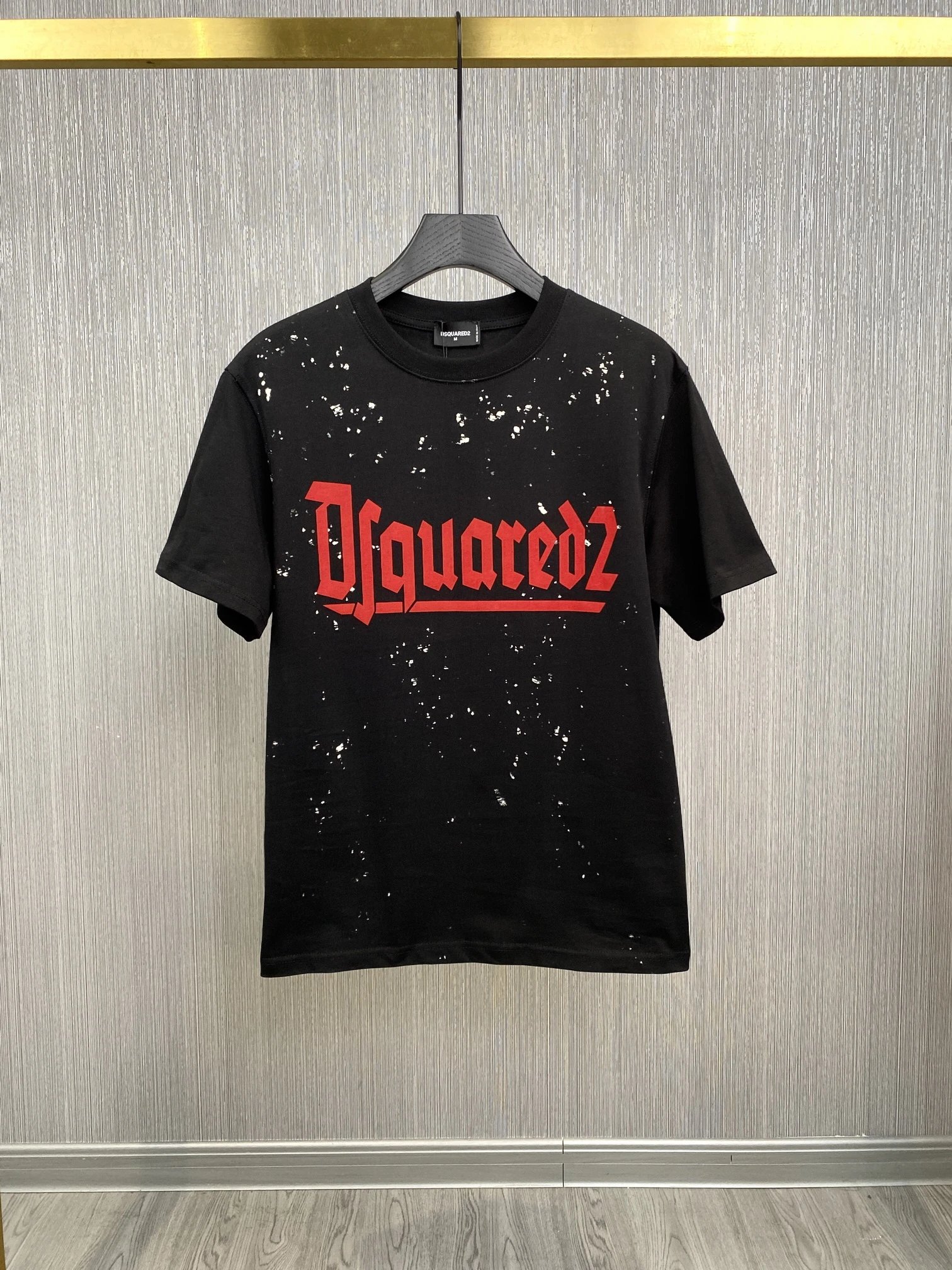 Dsquared2 Gothic Logo Paint Splatter Tee Black