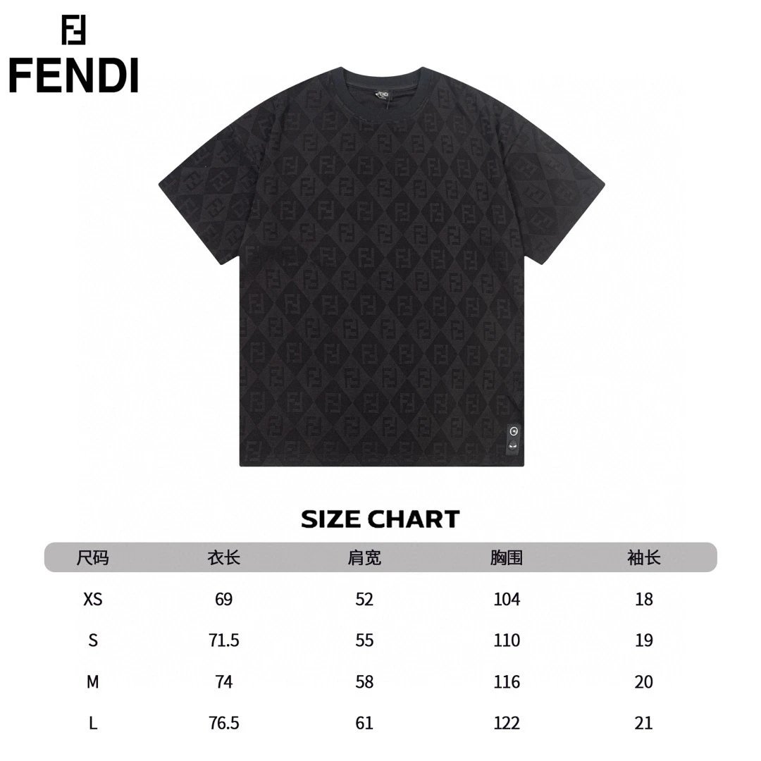 Fendi FF Diamond Pattern Mustard T-Shirt - 4