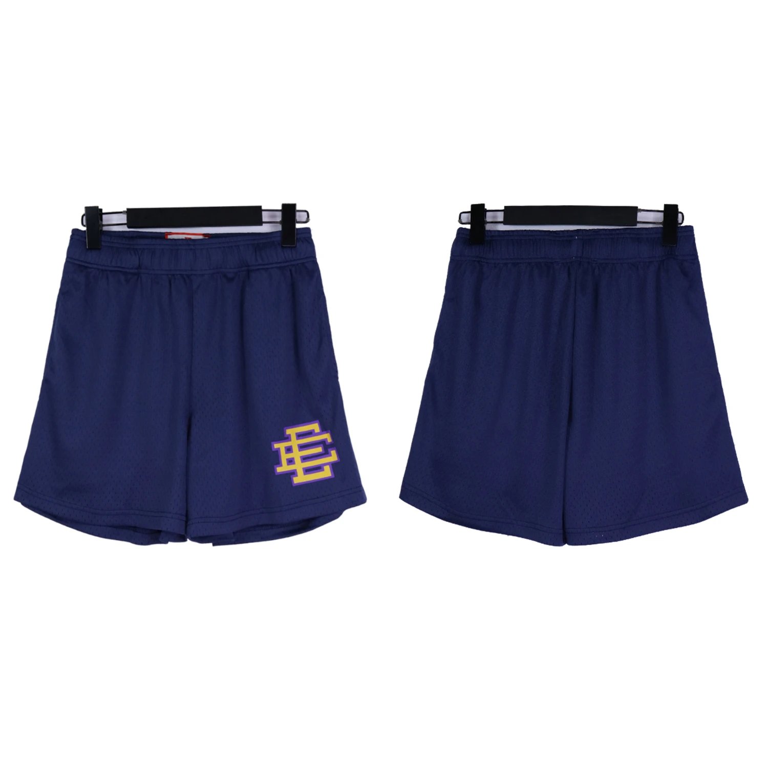 Eric Emanuel EE Mesh Shorts Navy Yellow Logo