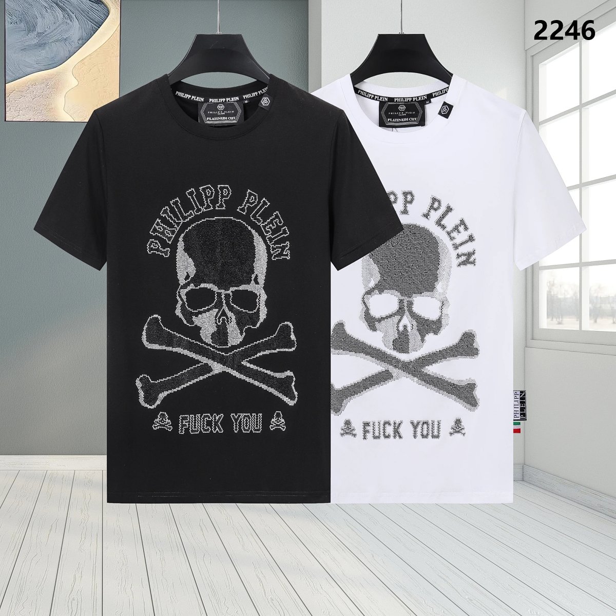 Philipp Plein Platinum Cut Crystal Embellished Logo T-Shirt Black product detail 7 in Litbuy spreadsheet finds