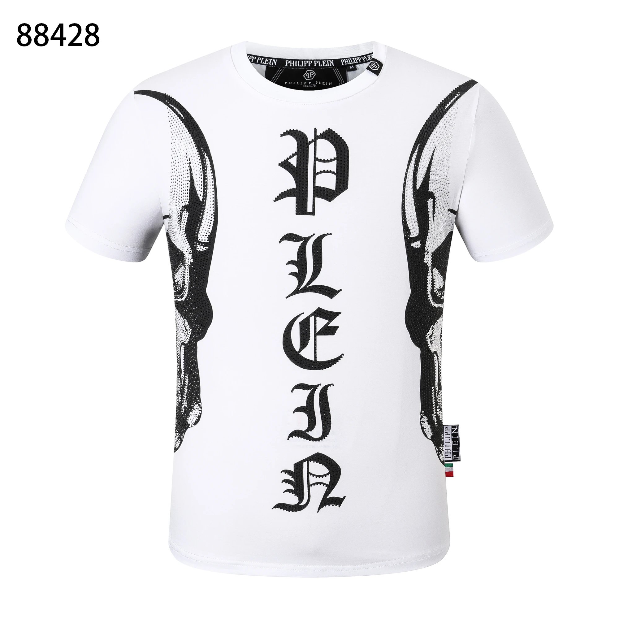 Philipp Plein Dual Skull Crystal Logo Tee White