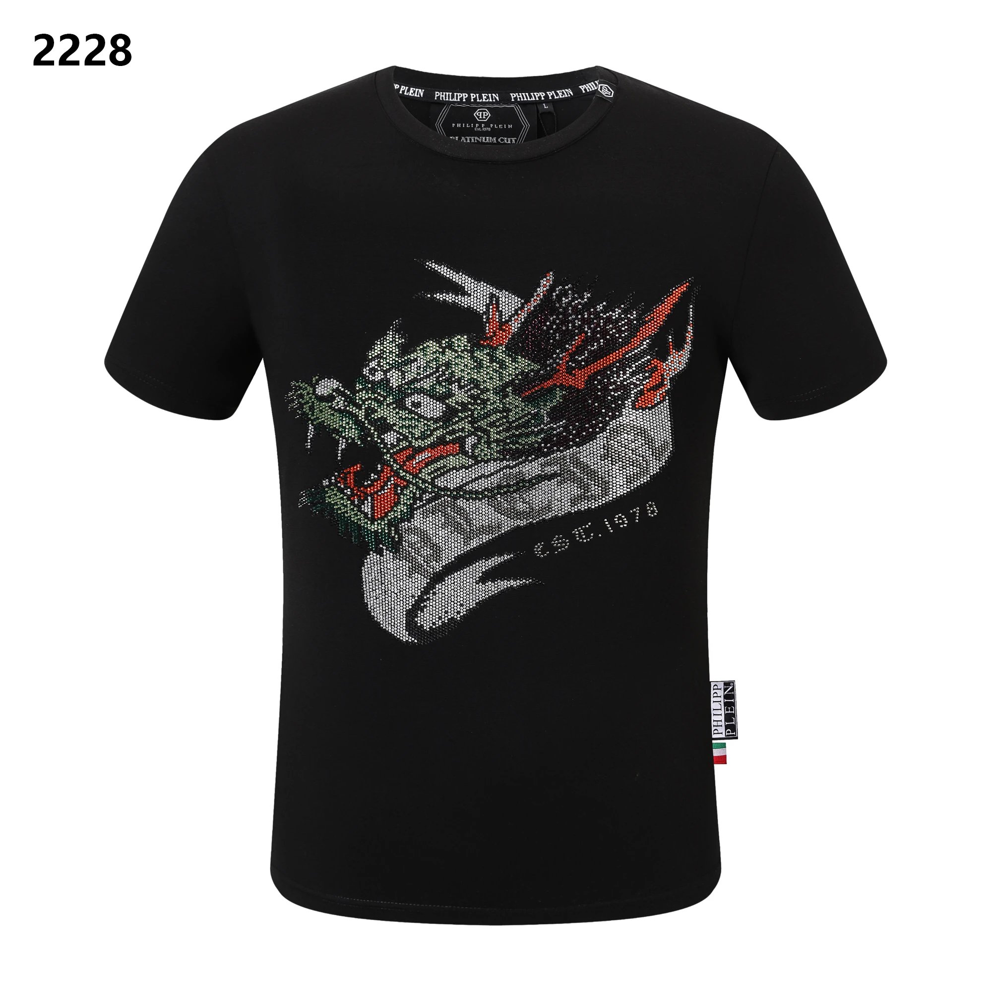 Philipp Plein Dragon Est 1978 Crystal Tee White