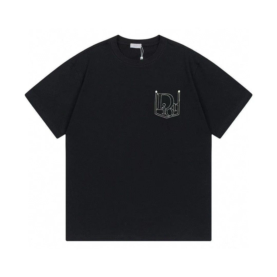 Dior Logo Embroidered Tee Black