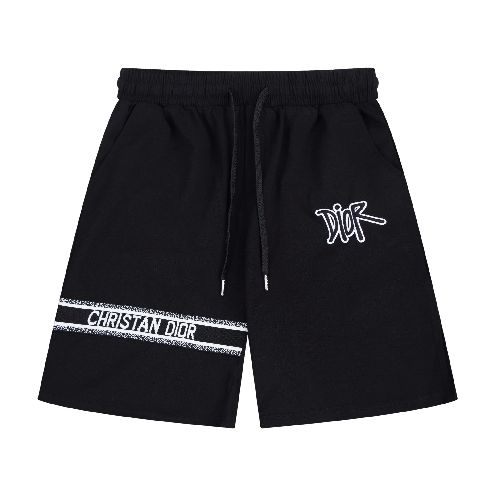 Christian Dior Graffiti Logo Stripe Shorts Black