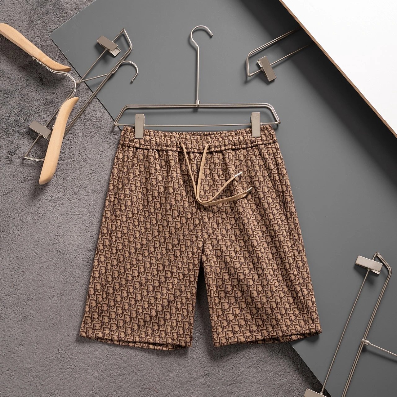 Dior Oblique Monogram Drawstring Shorts Brown