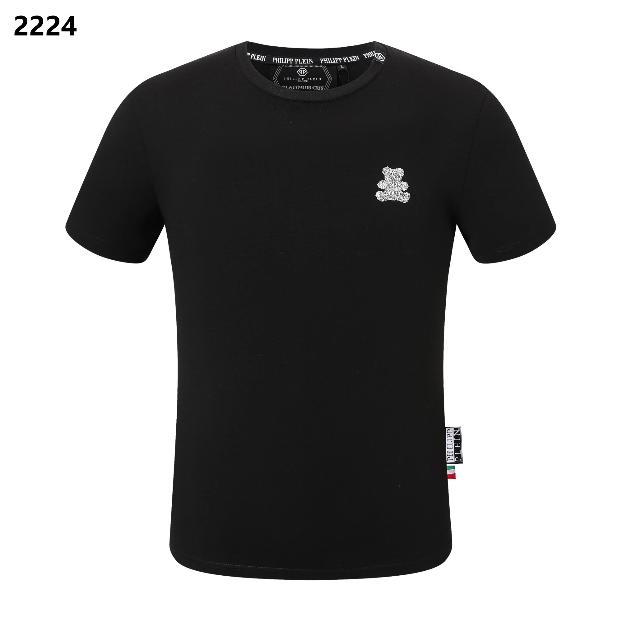 Philipp Plein Mini Teddy Bear Crystal Chest Tee White