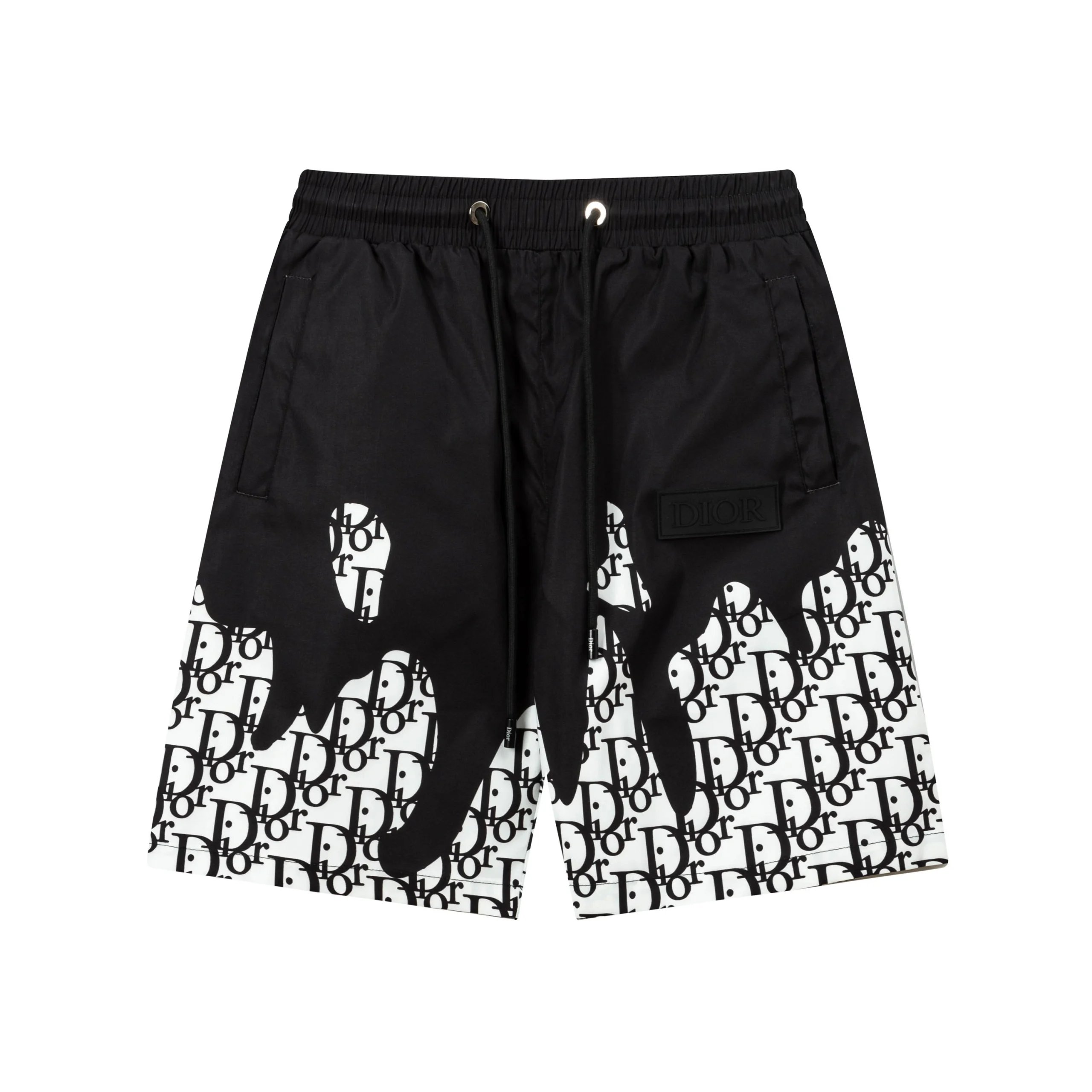 Dior Oblique Drip Print Shorts Black White
