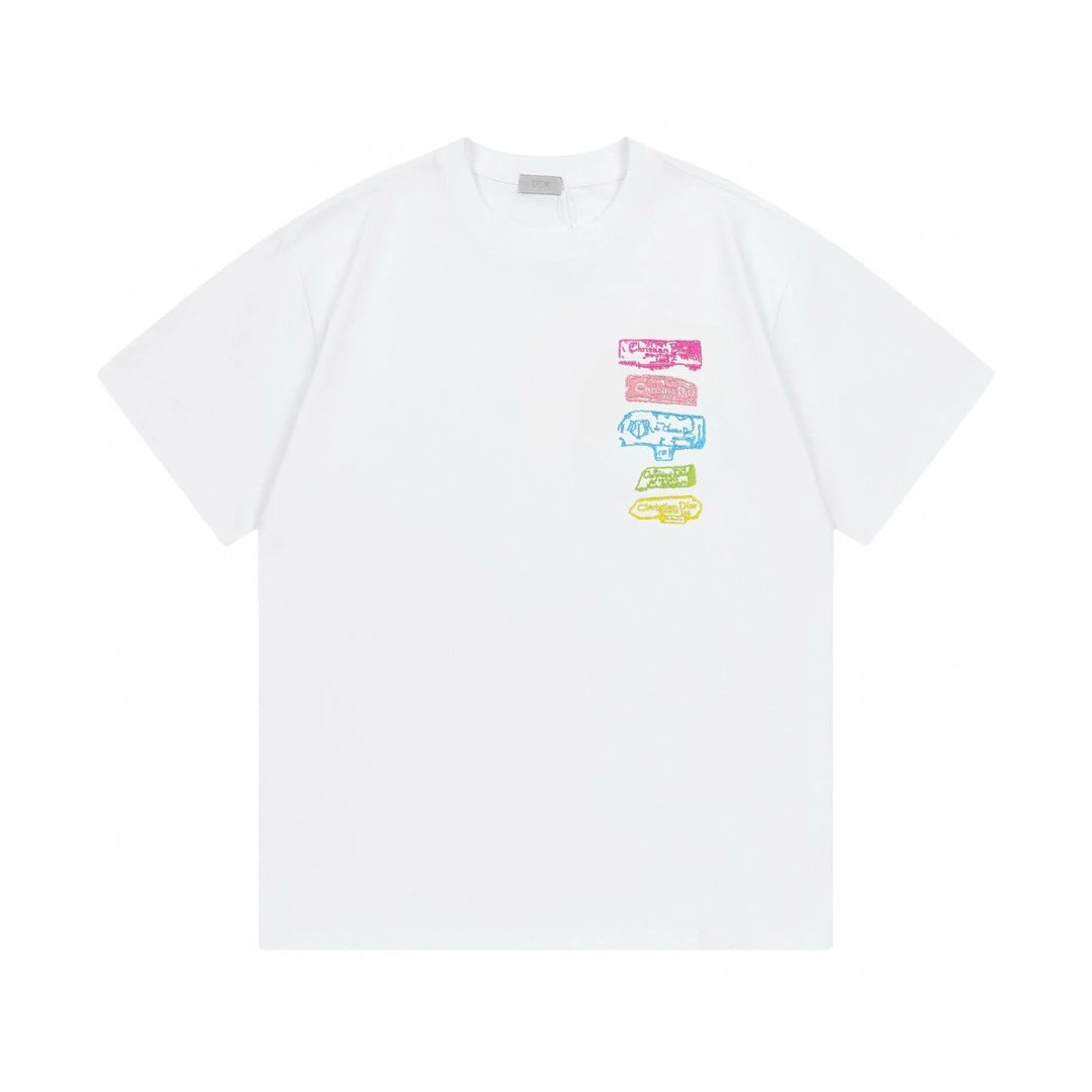 Dior Multi-Label Graphic Tee White