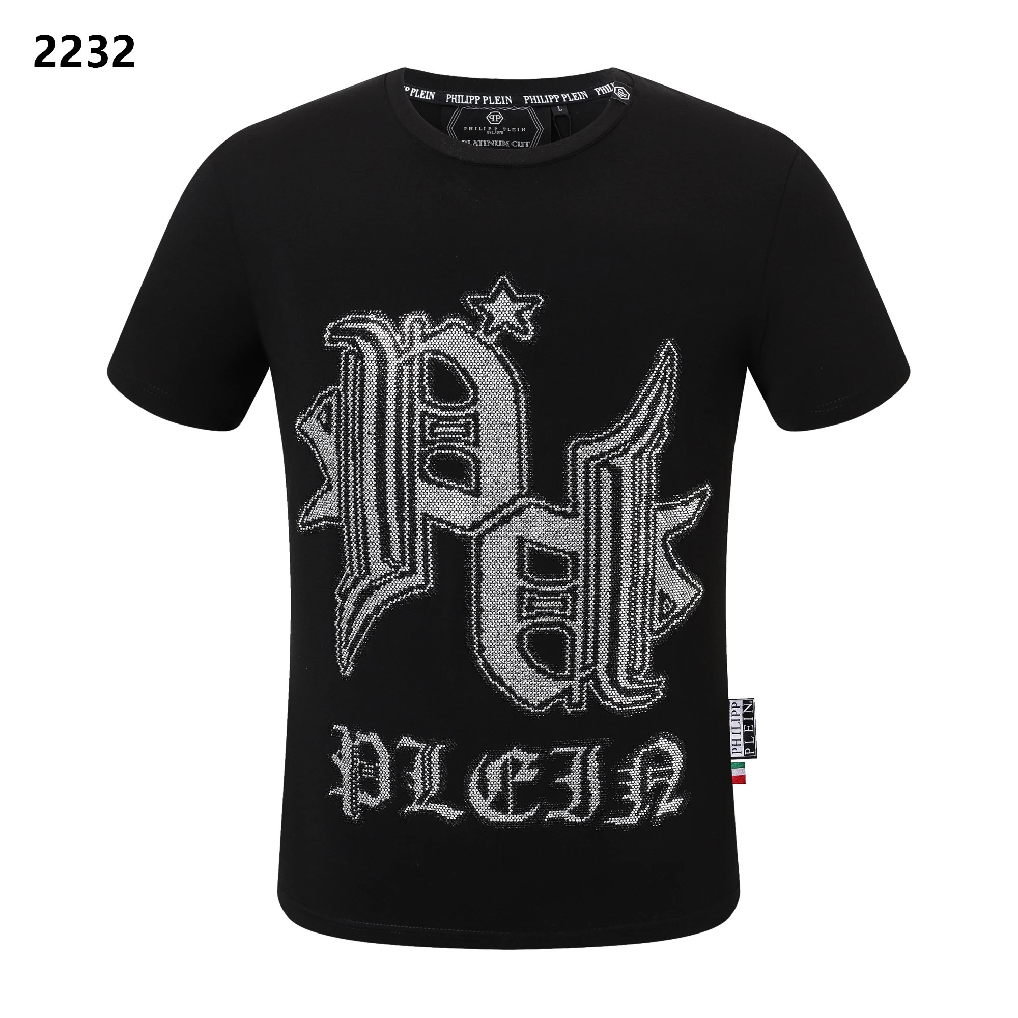 Philipp Plein Skull Crossbones Chest Logo Tee Black
