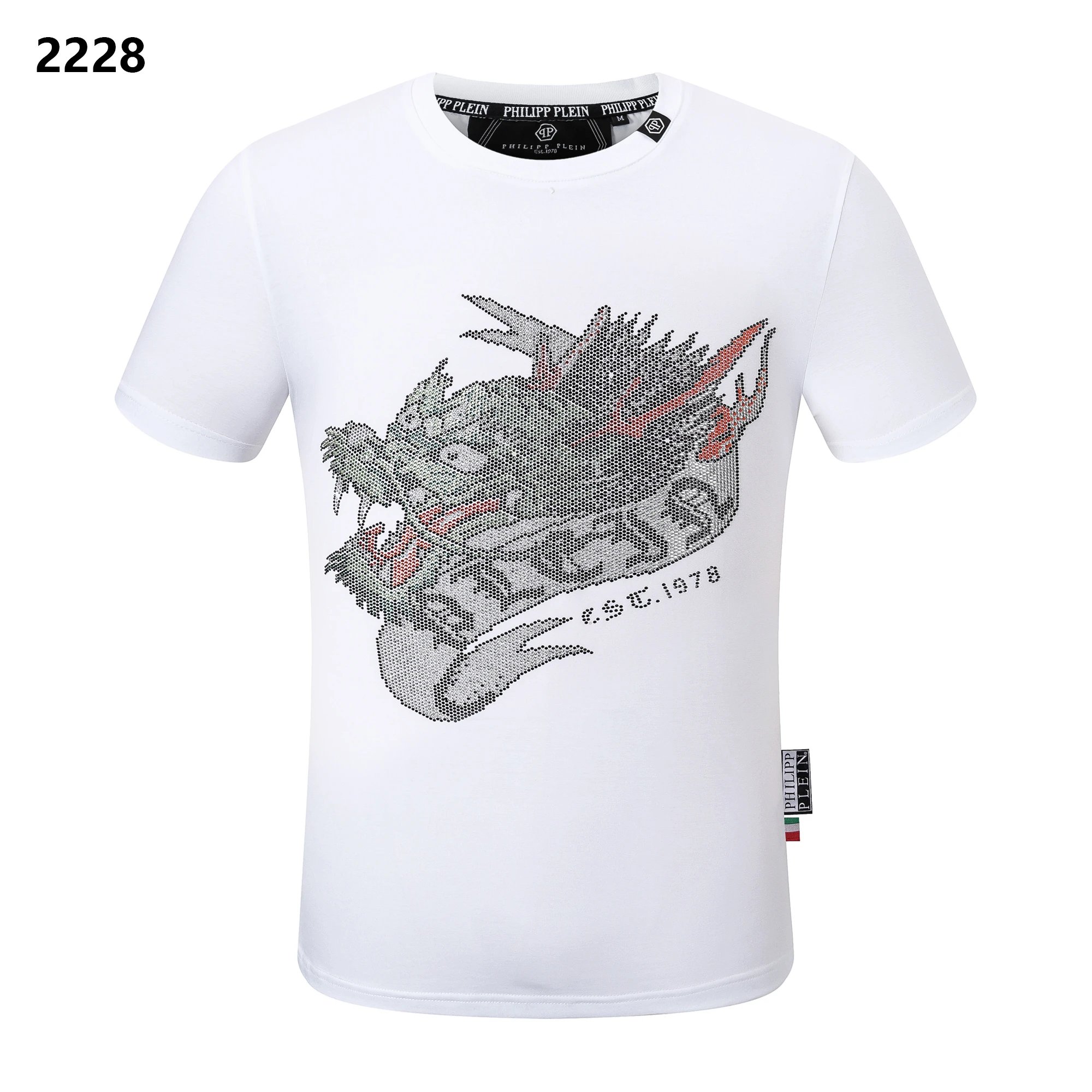 Philipp Plein Octagon Skull Crossbones Chest Tee Black