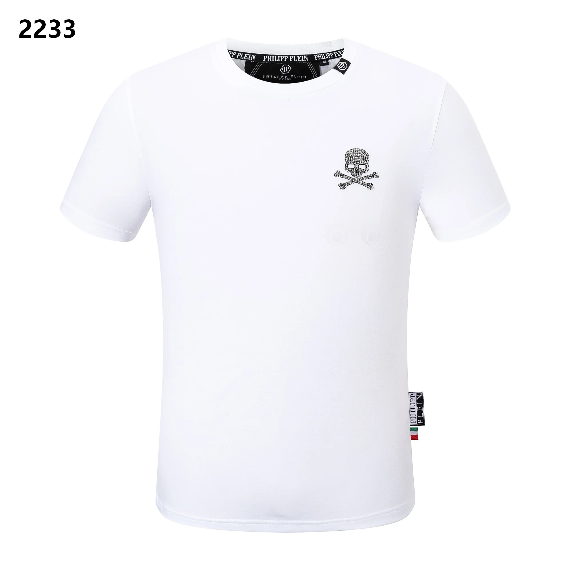 Philipp Plein Crown Skull Rhinestone Gothic Logo Tee Black