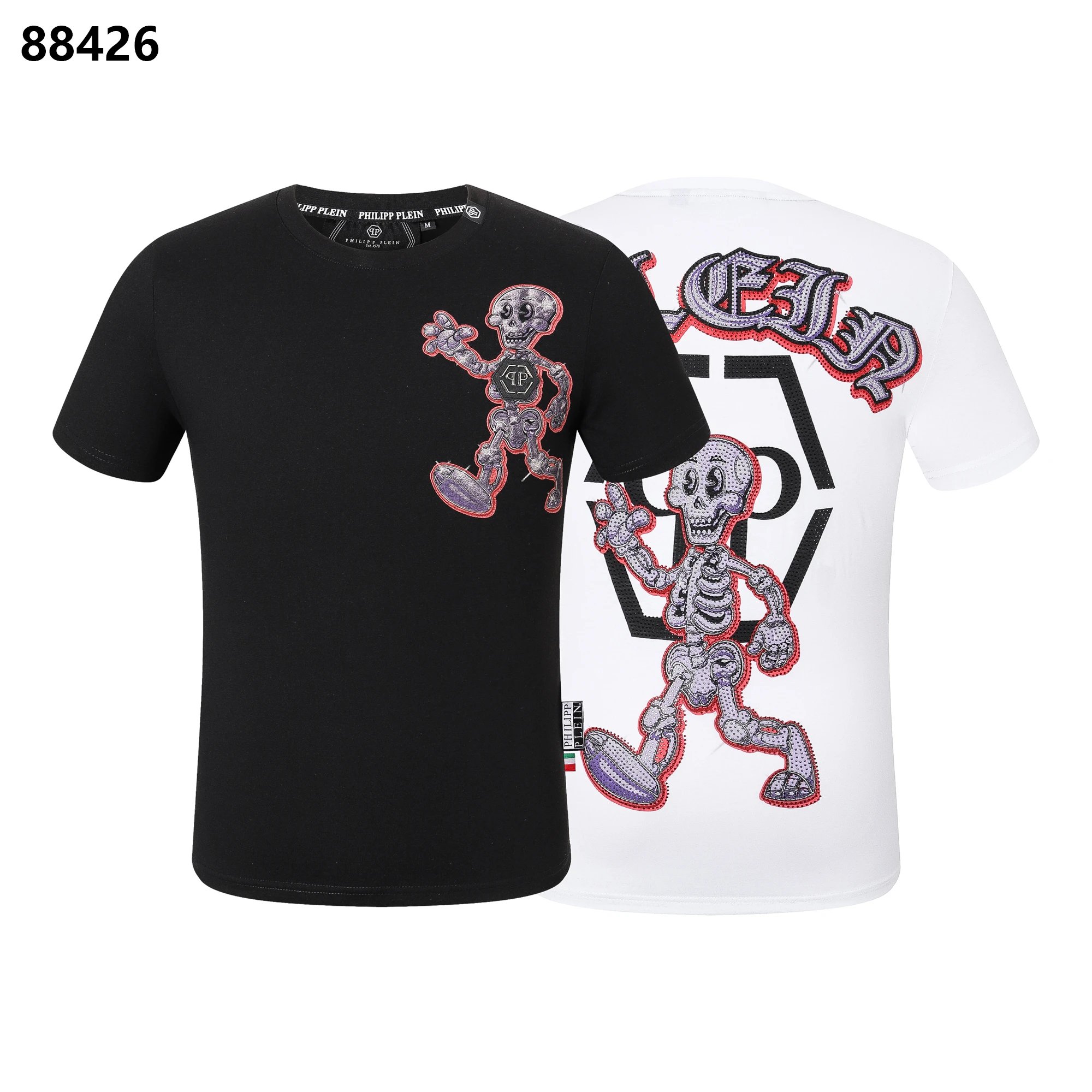 Philipp Plein Polka Dot Distressed Black T-Shirt - 4