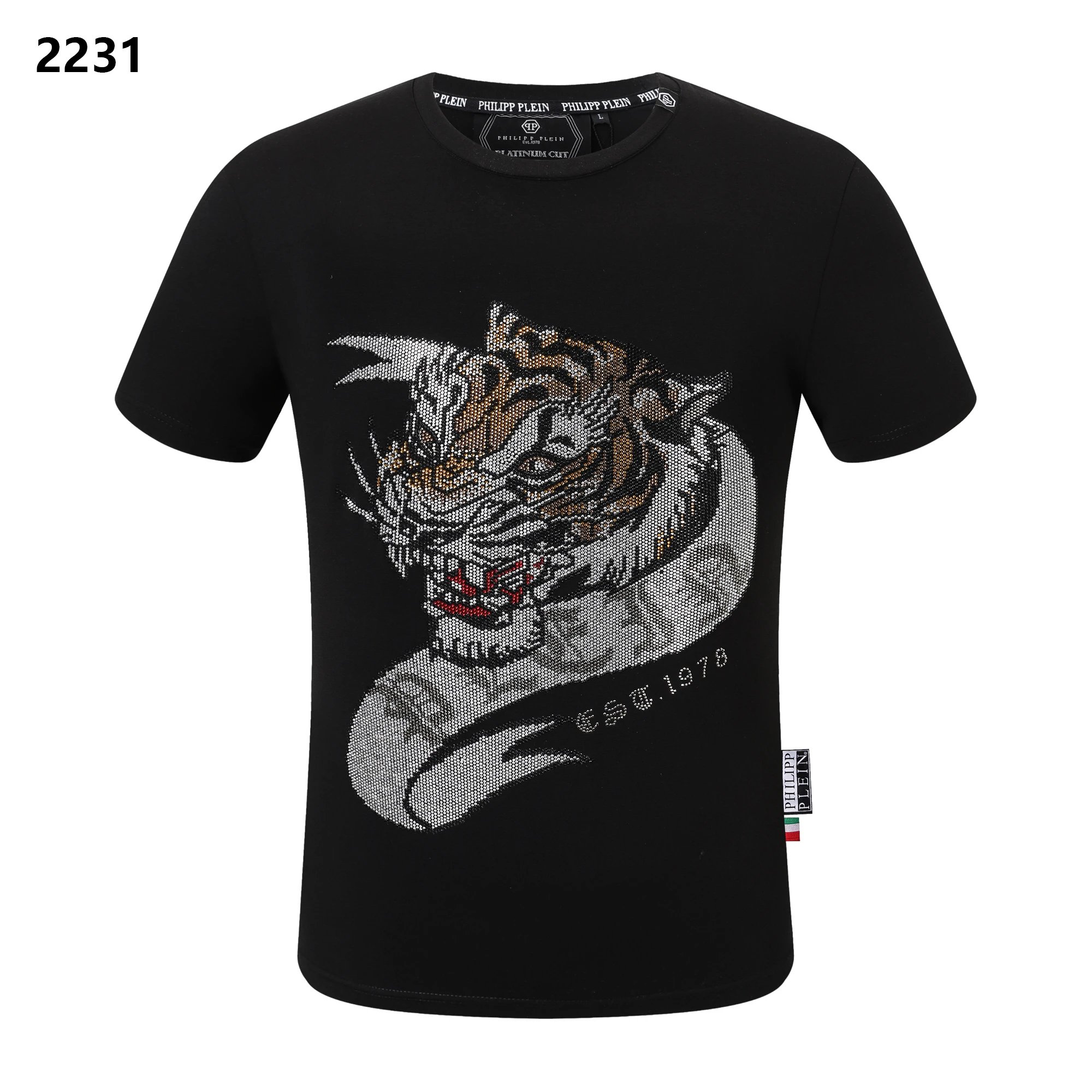 Philipp Plein Tiger Est 1978 Crystal Tee White