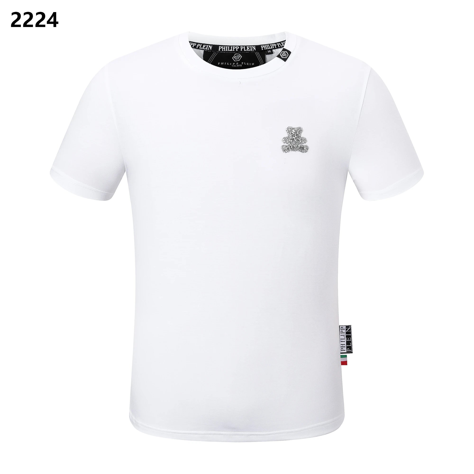Philipp Plein Jumping Tiger Blue Floral Crystal Tee White