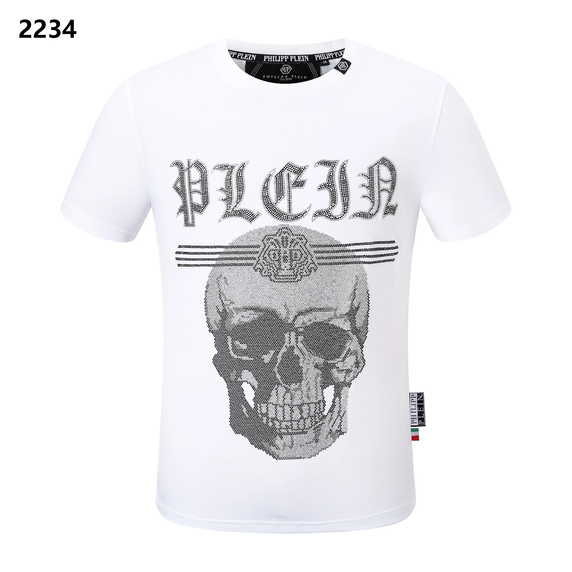 Philipp Plein Cloud Wash Small Crest Logo Tee White Grey