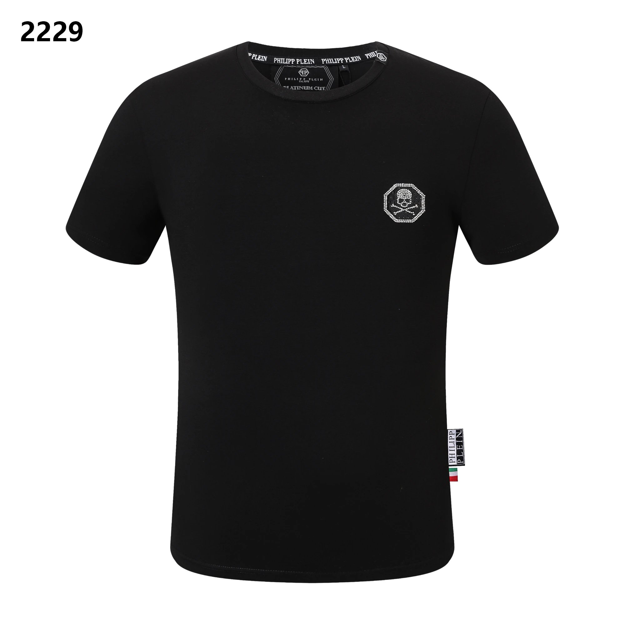 Philipp Plein Octagon Skull Crossbones Chest Tee White