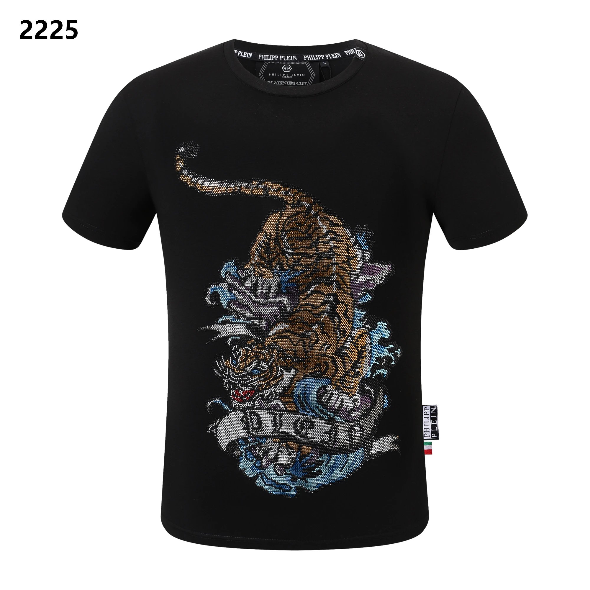 Philipp Plein Teddy Bear PLEIN Crystal Logo Tee Black