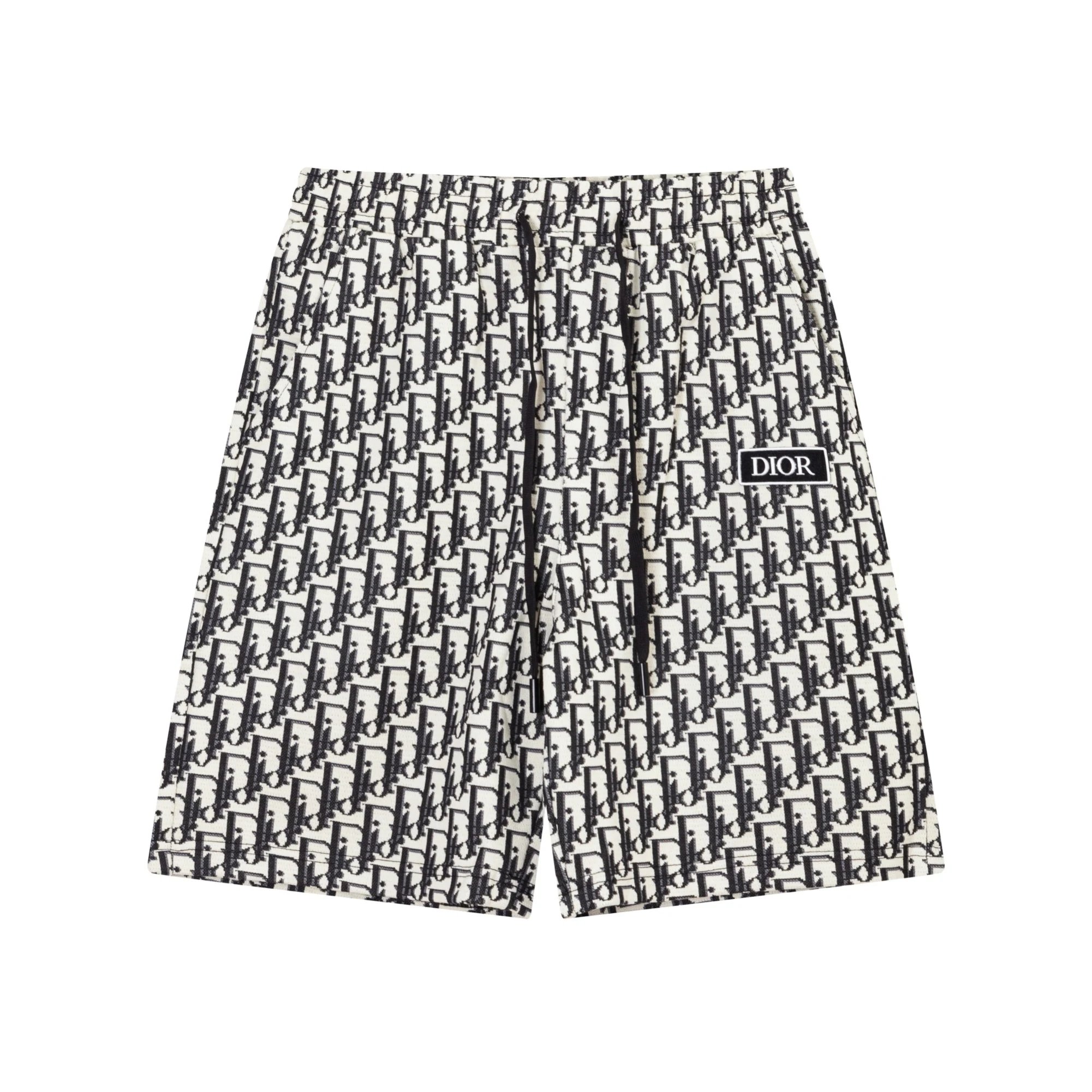 Dior Oblique Jacquard Logo Patch Shorts Beige