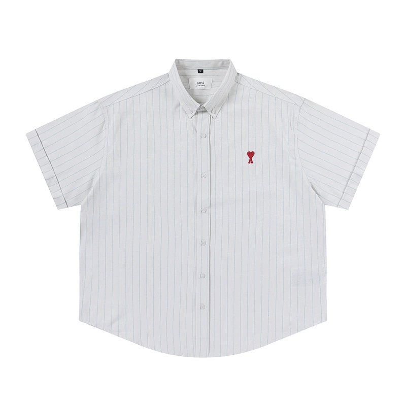 Ami Paris de Coeur Stripe Shirt White Blue