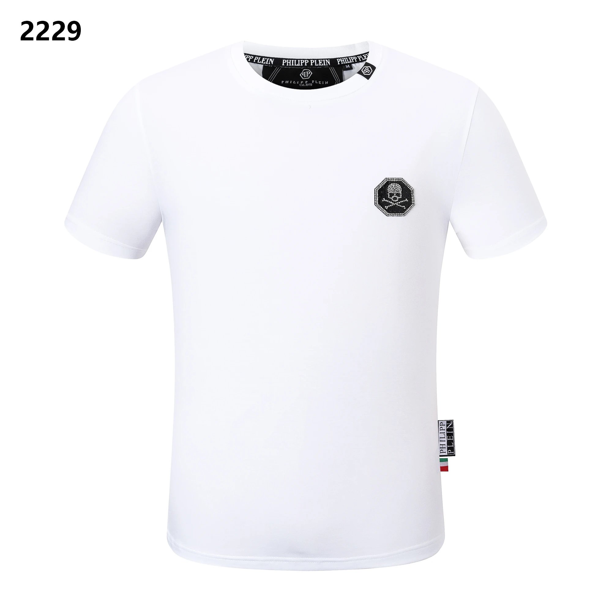 Philipp Plein Eagle Skull Crystal Rhinestone Tee White