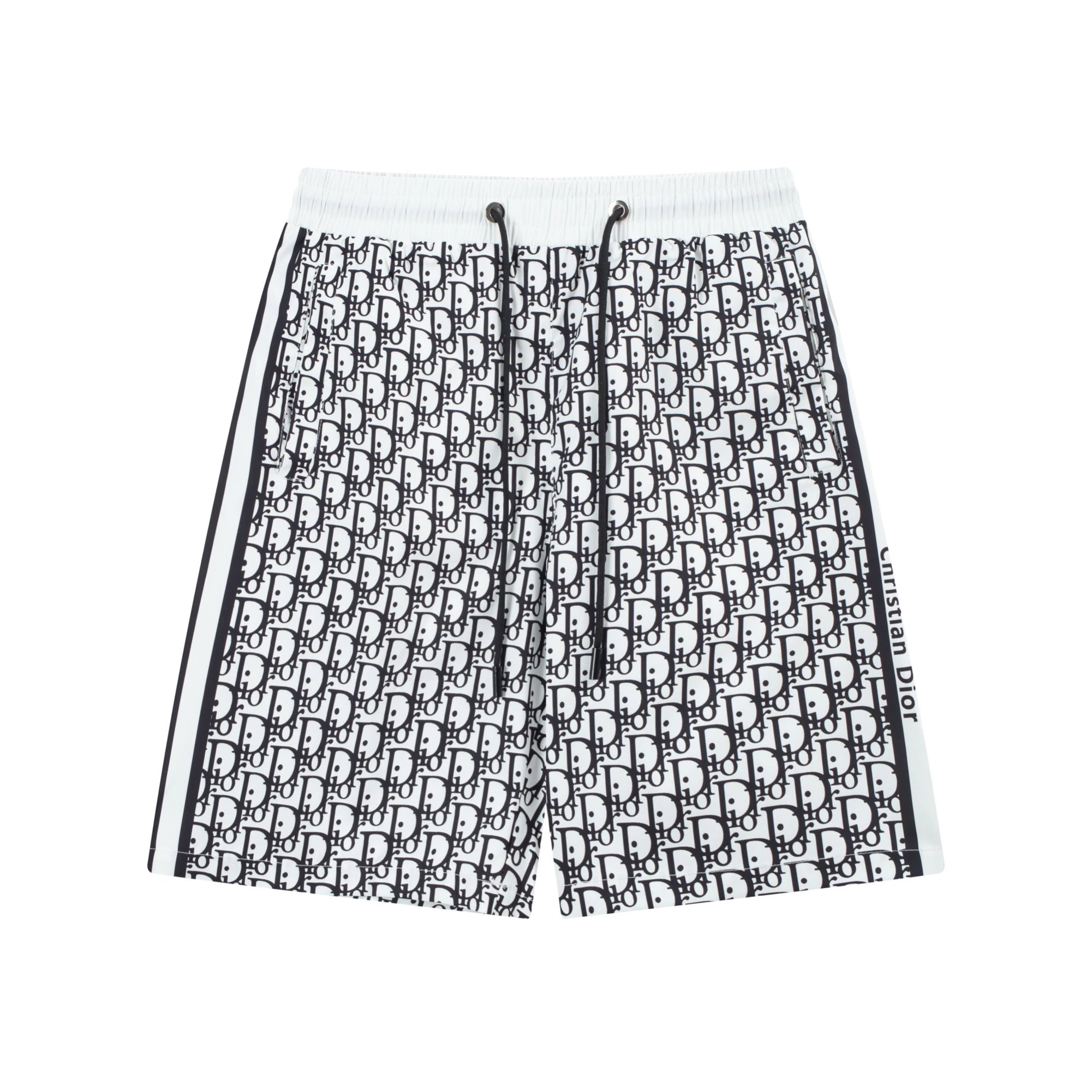 Dior Oblique Side Stripe Shorts White Black