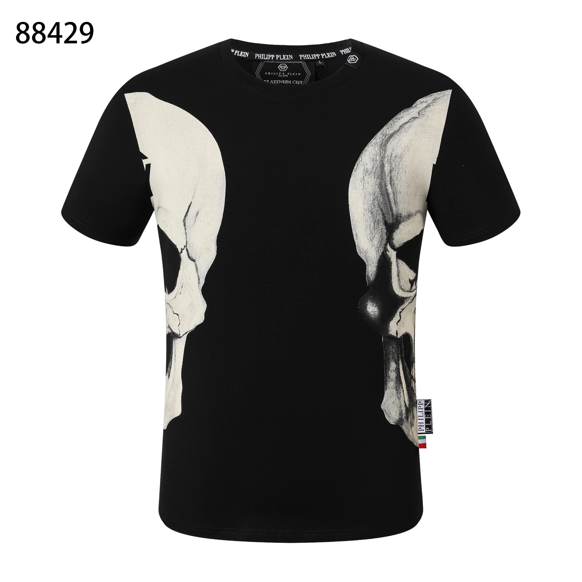 Philipp Plein Double Skull Graphic Tee Black