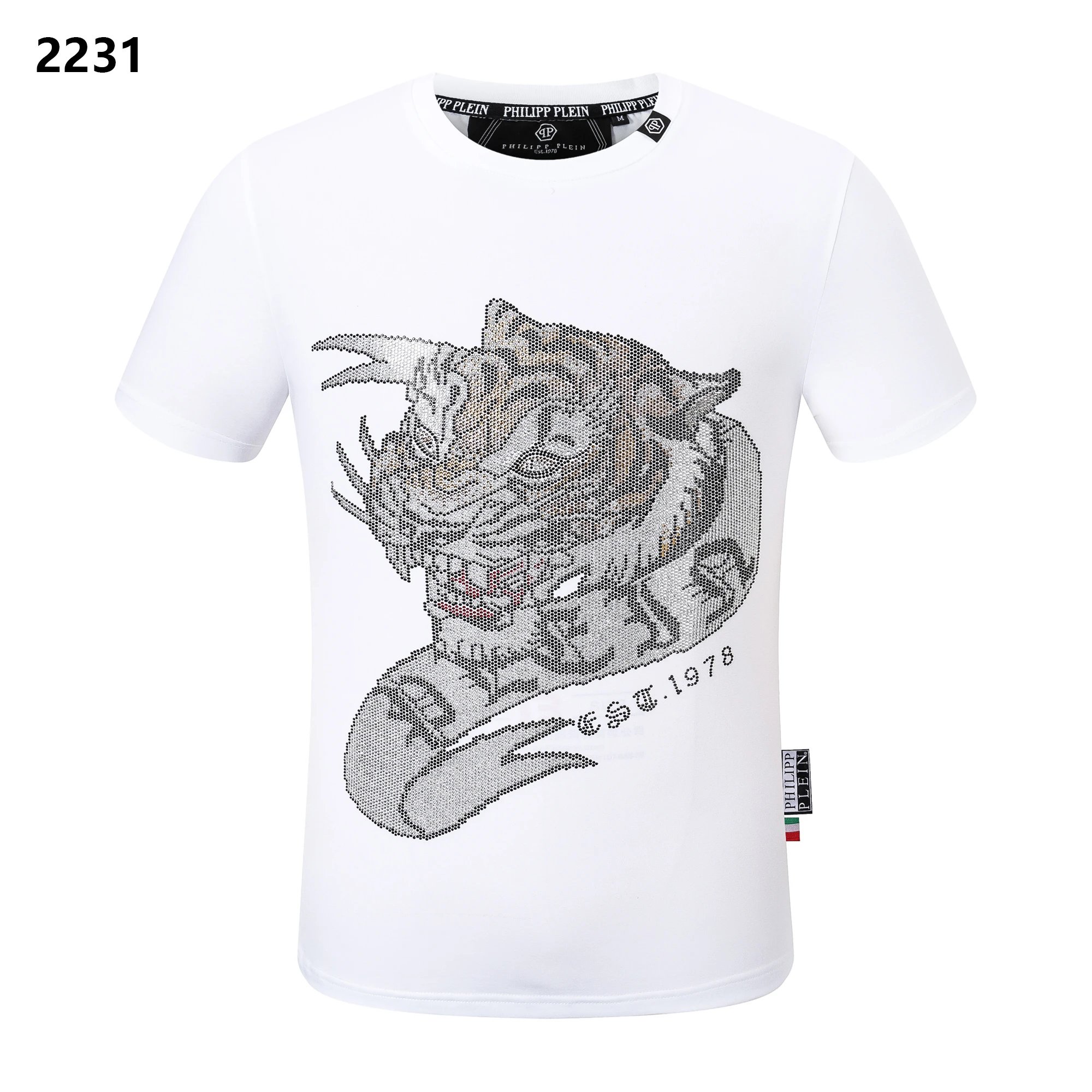 Philipp Plein Gothic PP Star Crystal Logo Tee White