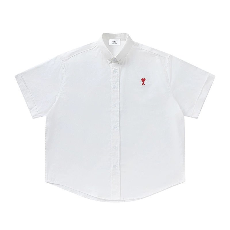 Ami Paris de Coeur Oxford Shirt White Red Heart