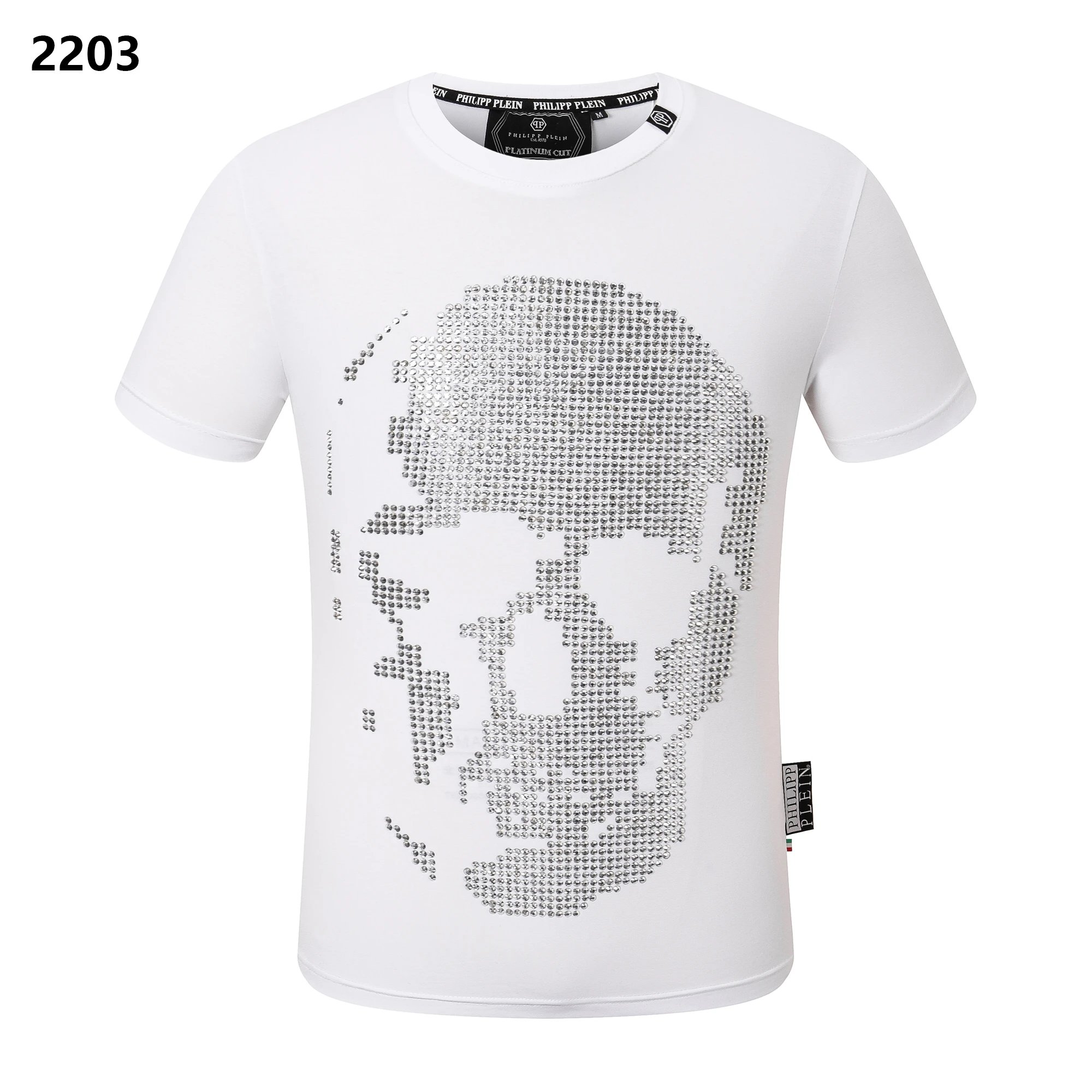 Philipp Plein Skull Rhinestone Crystal T-Shirt White