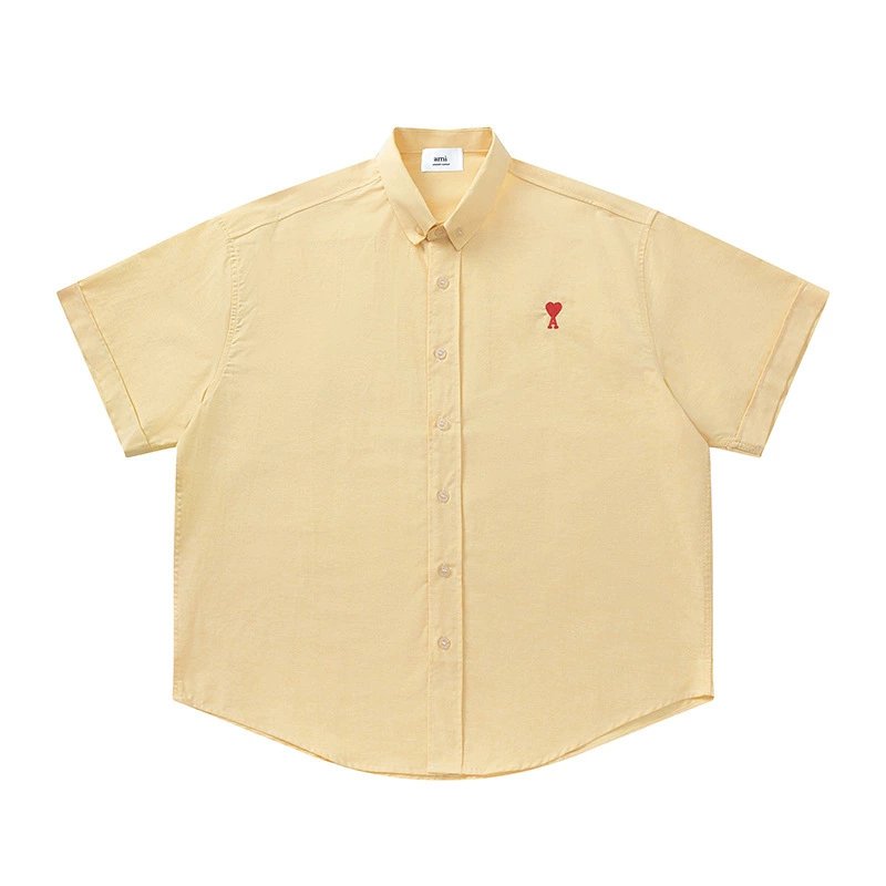 Ami Paris de Coeur Oxford Shirt Yellow Red Heart