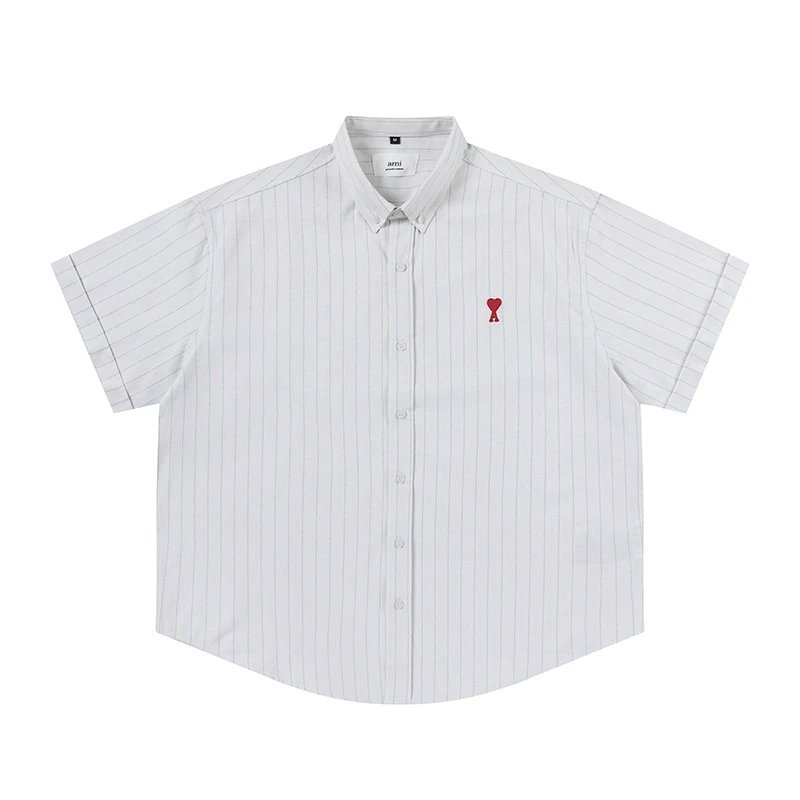 Ami Paris Short-Sleeve Button-Down Shirt White - 28
