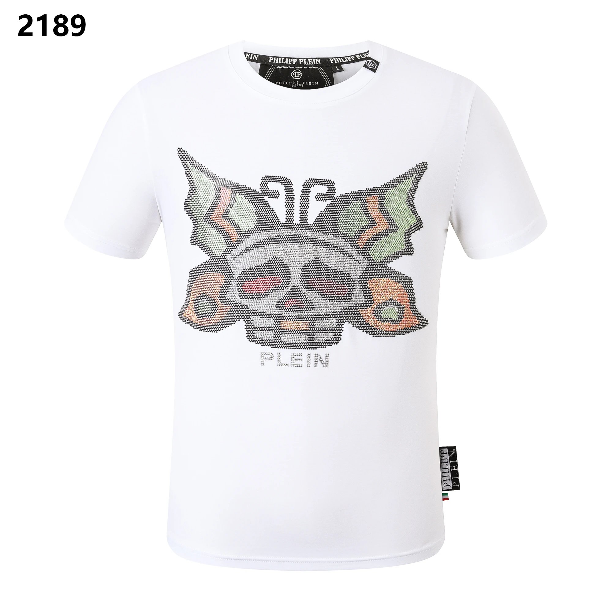 Philipp Plein Skull Wings Rhinestone Tee White