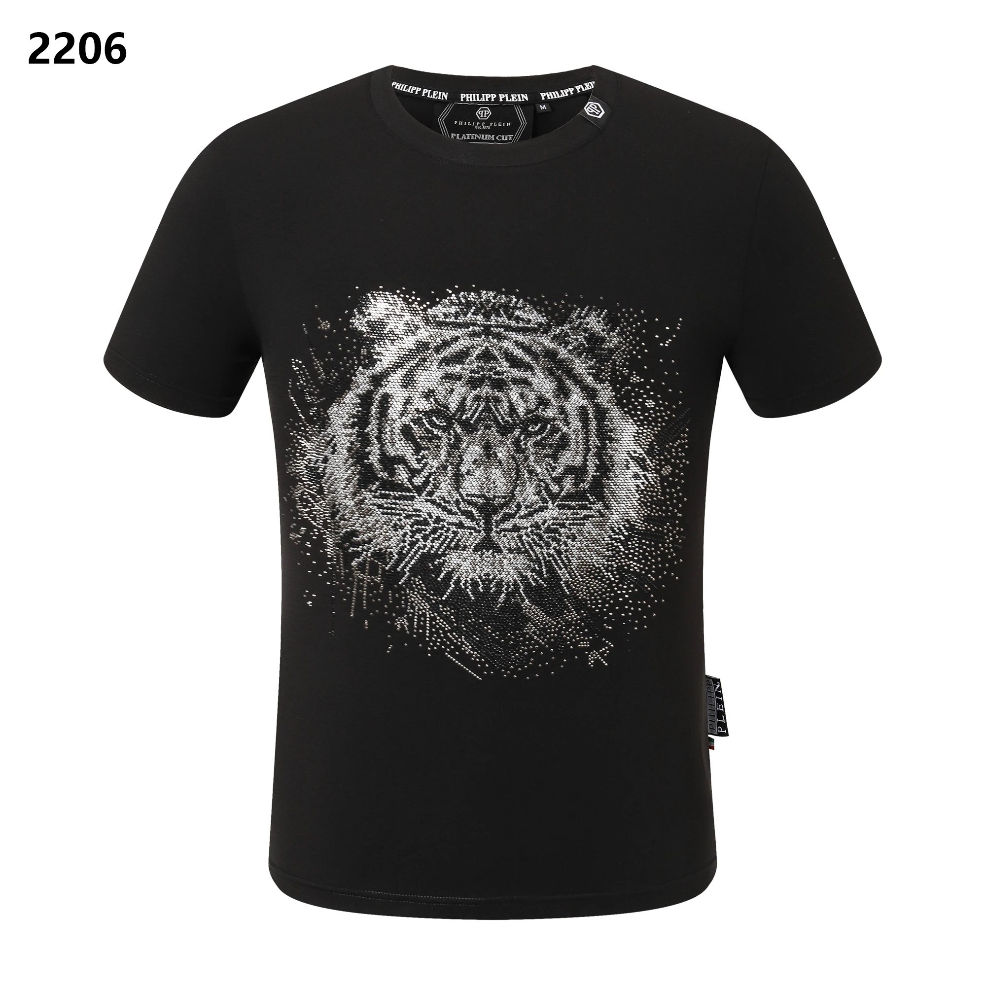 Philipp Plein Tiger Face Rhinestone Crystal T-Shirt Black