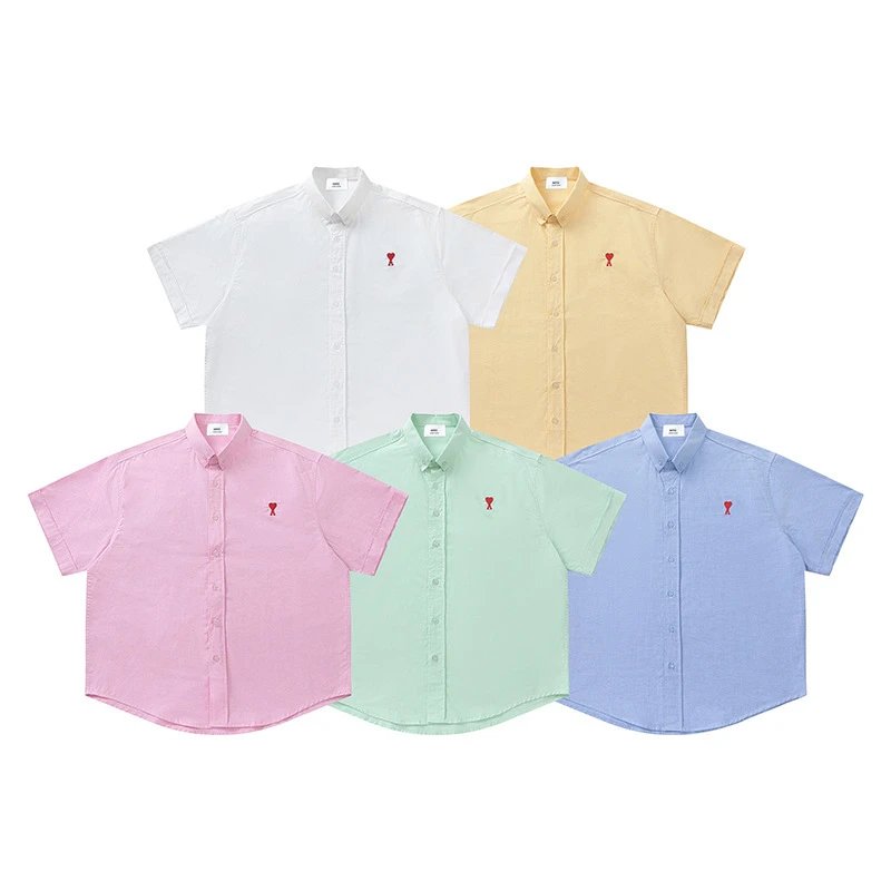 Ami Paris Short-Sleeve Button-Down Shirt White - 4