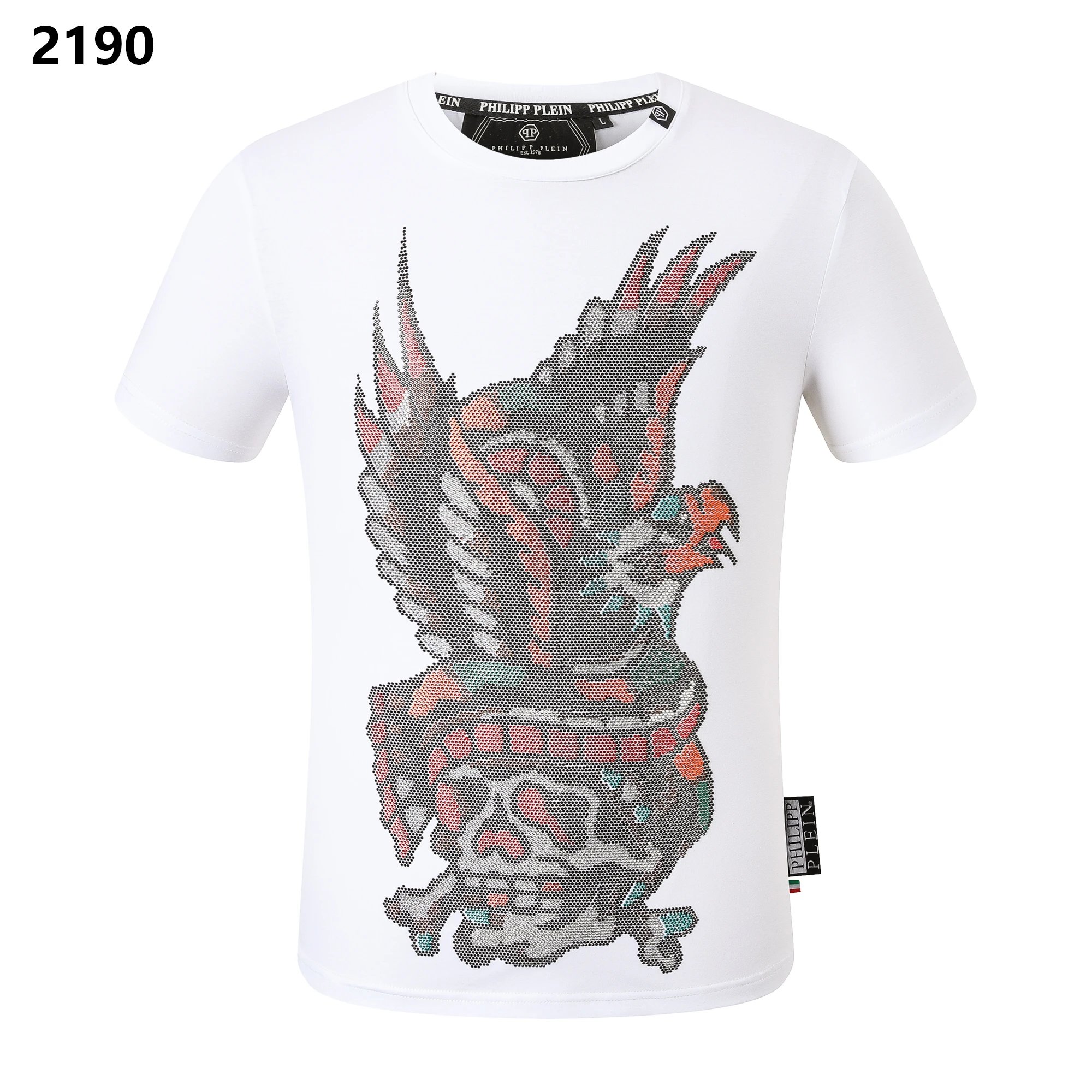 Philipp Plein Eagle Skull Rhinestone Tee White
