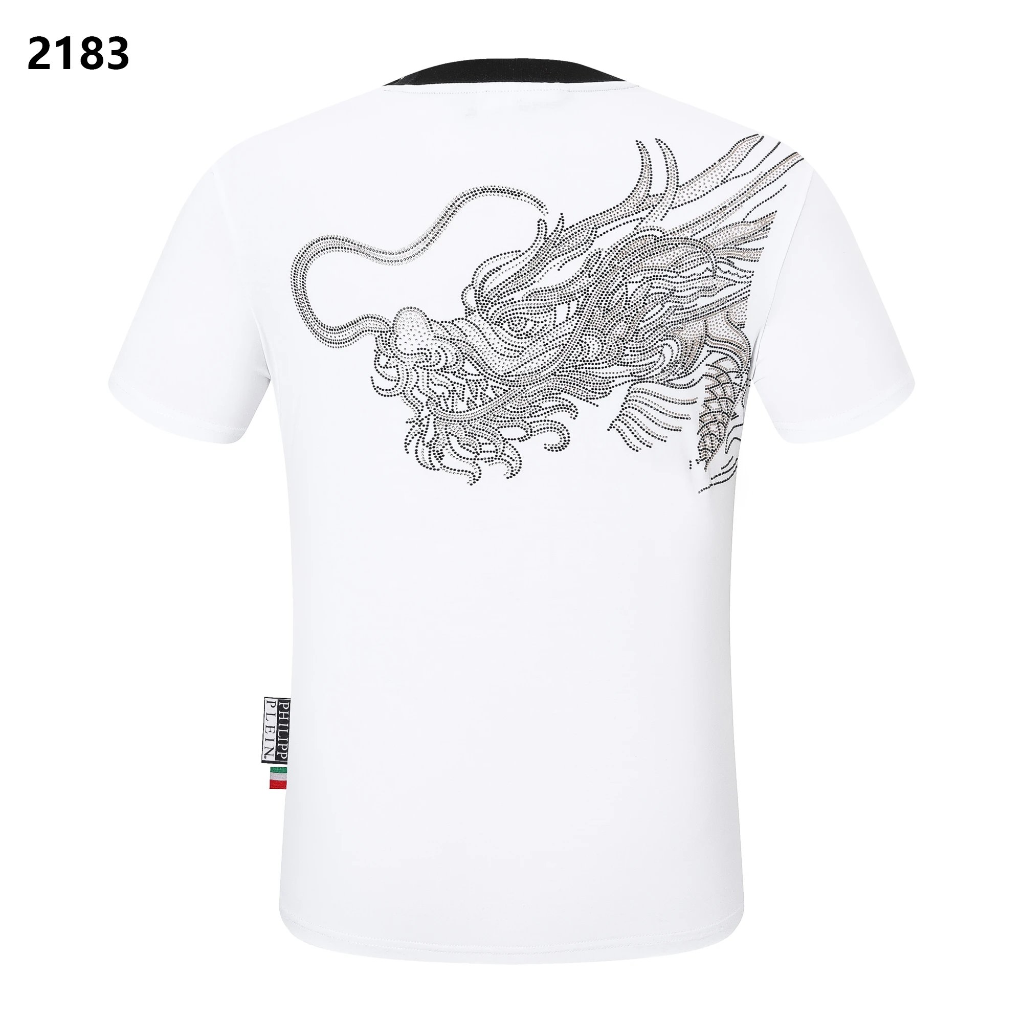 Philipp Plein Crystal Dragon Back Print Tee White