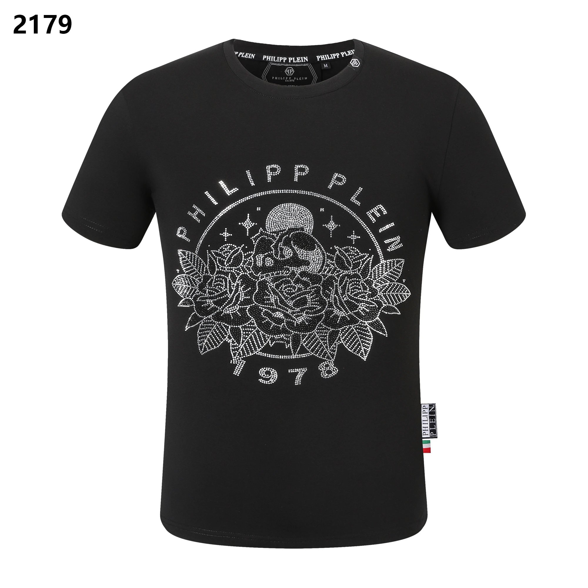Philipp Plein Crystal Skull Rose 1978 Circle Tee Black