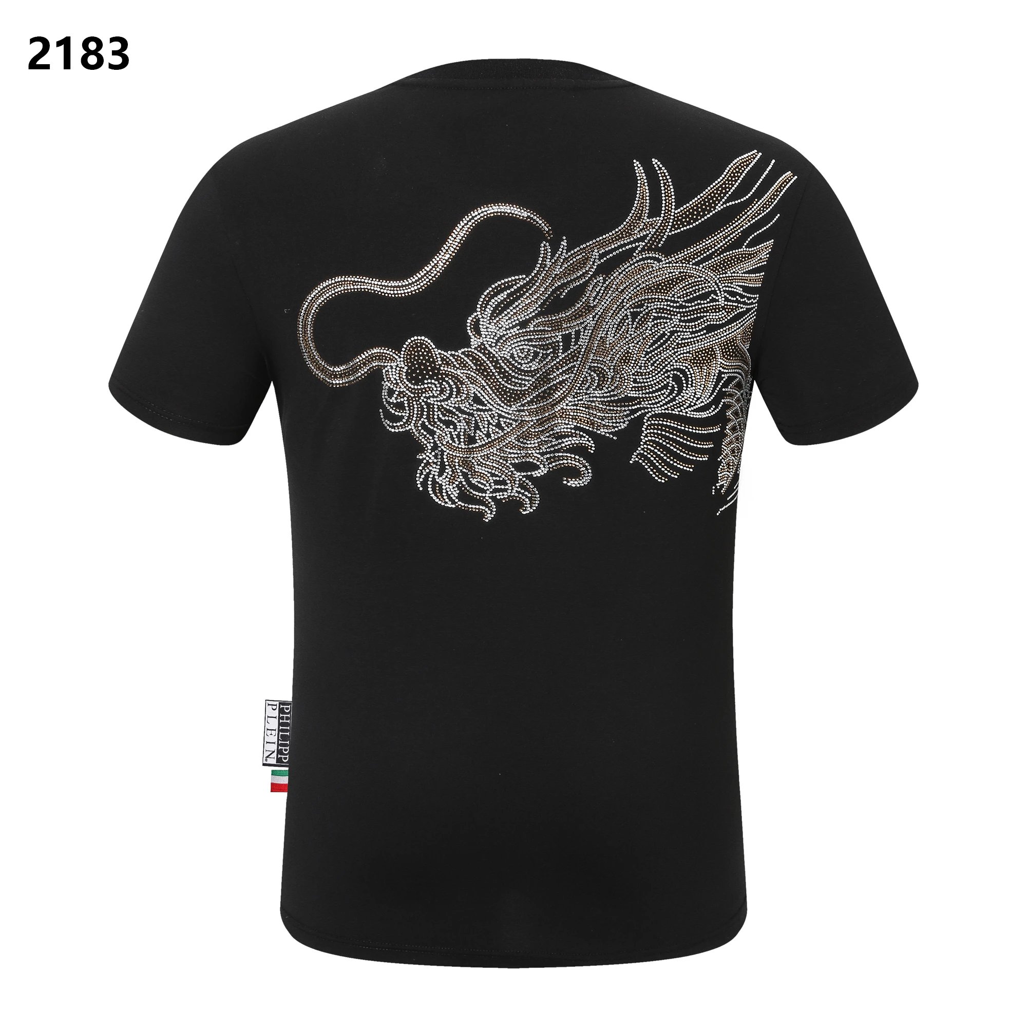 Philipp Plein Crystal Dragon Back Print Tee Black