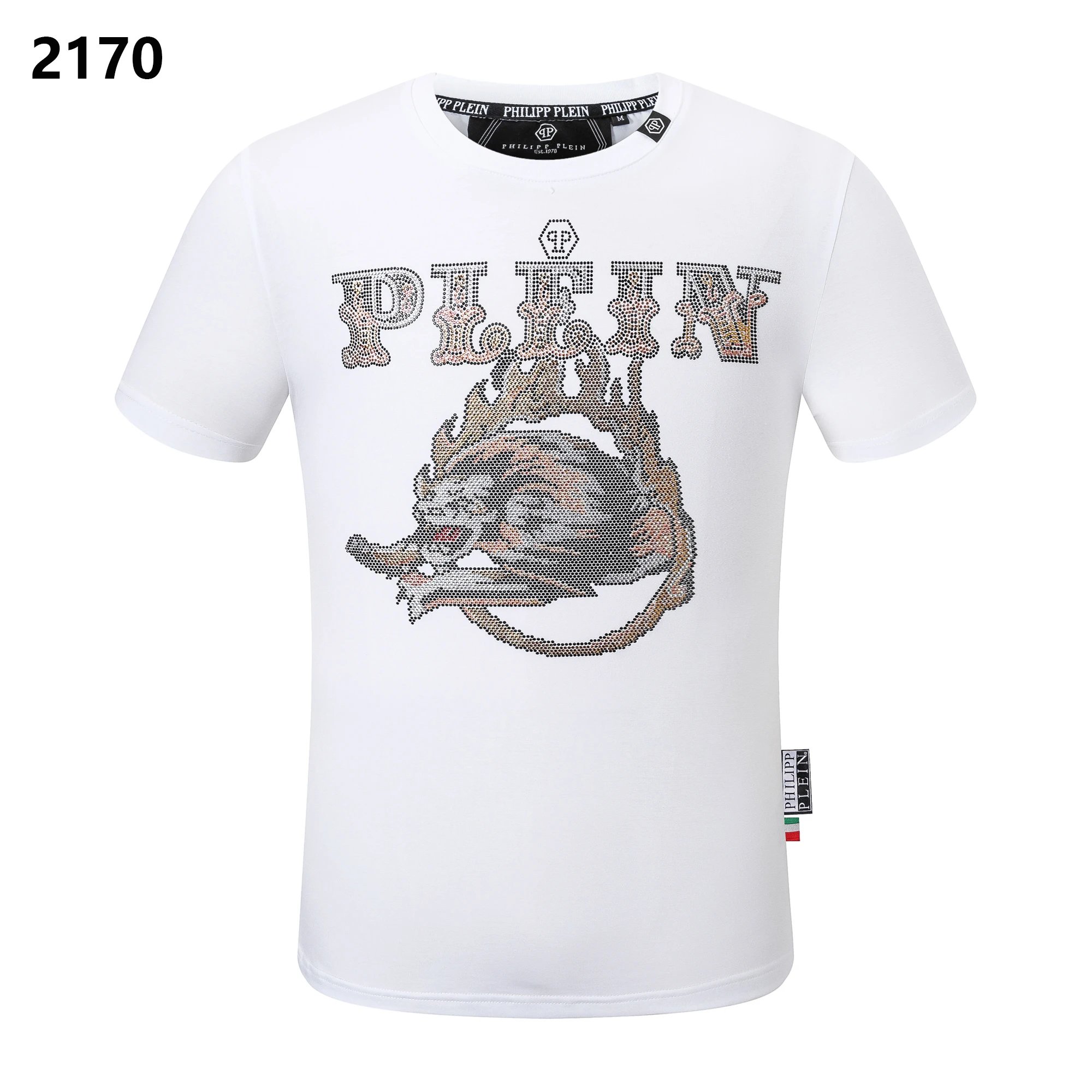 Philipp Plein Crystal Plein Tiger Rhinestone Tee White