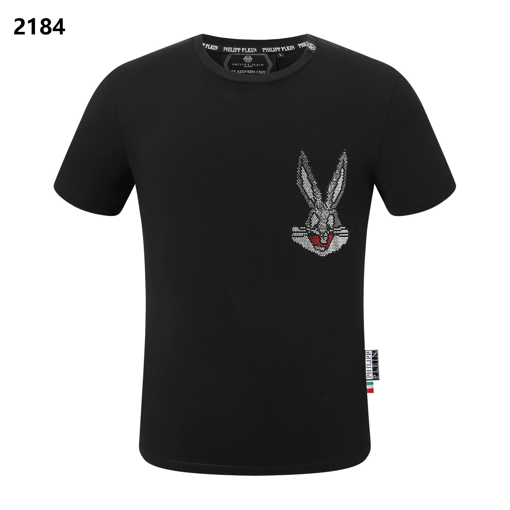 Philipp Plein Crystal Bugs Bunny Pocket Tee Black