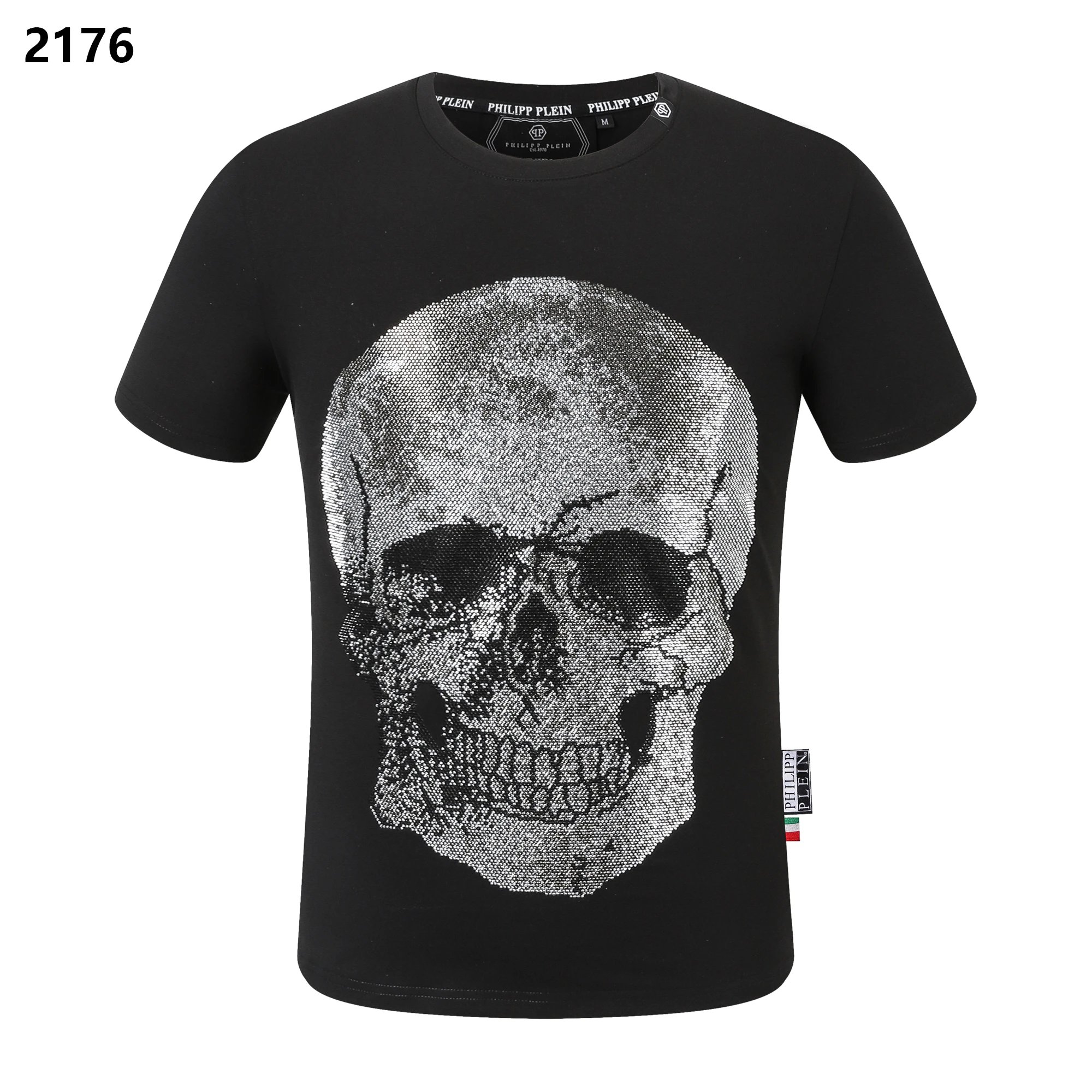 Philipp Plein Crystal Large Skull Rhinestone Tee Black