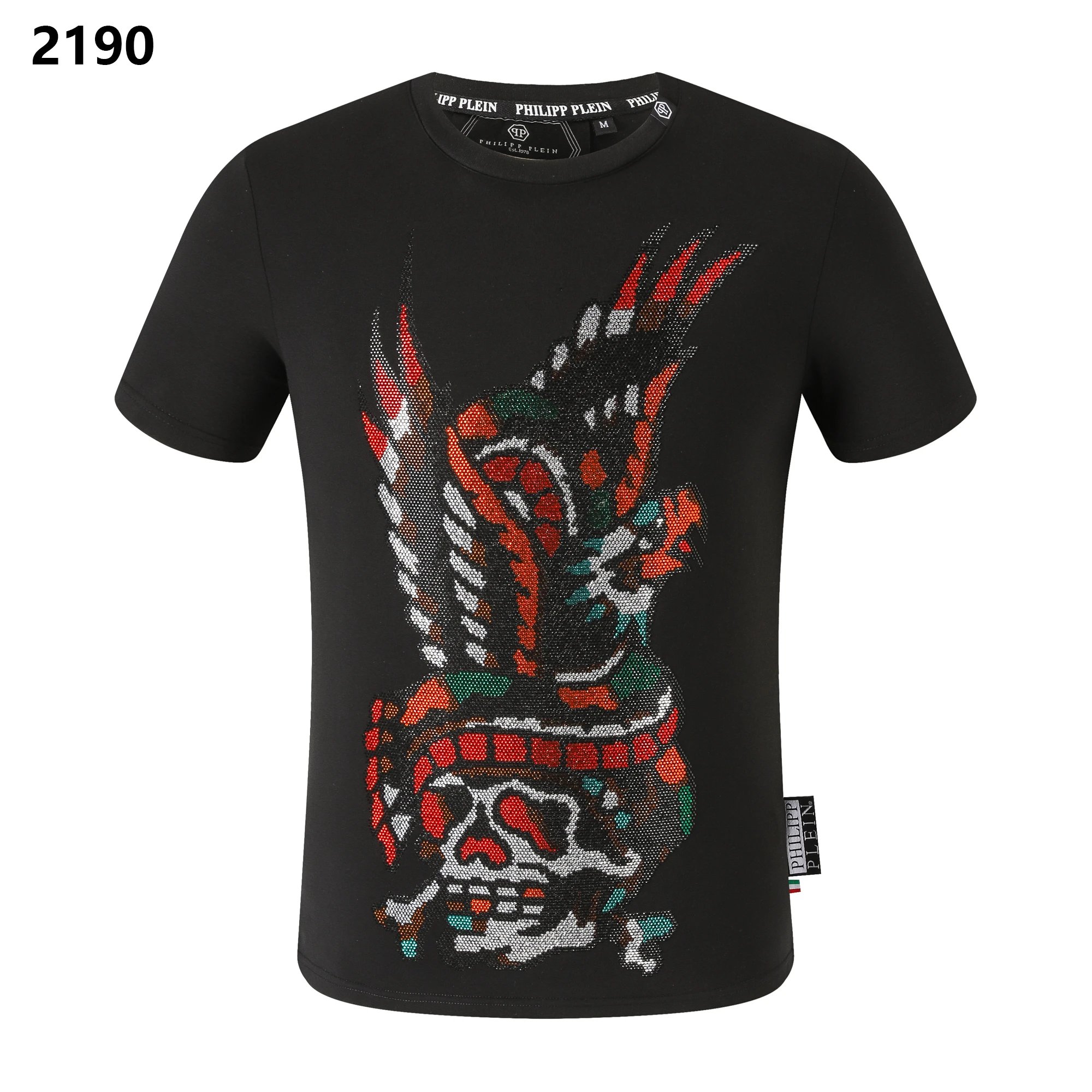 Philipp Plein Eagle Skull Rhinestone Tee Black