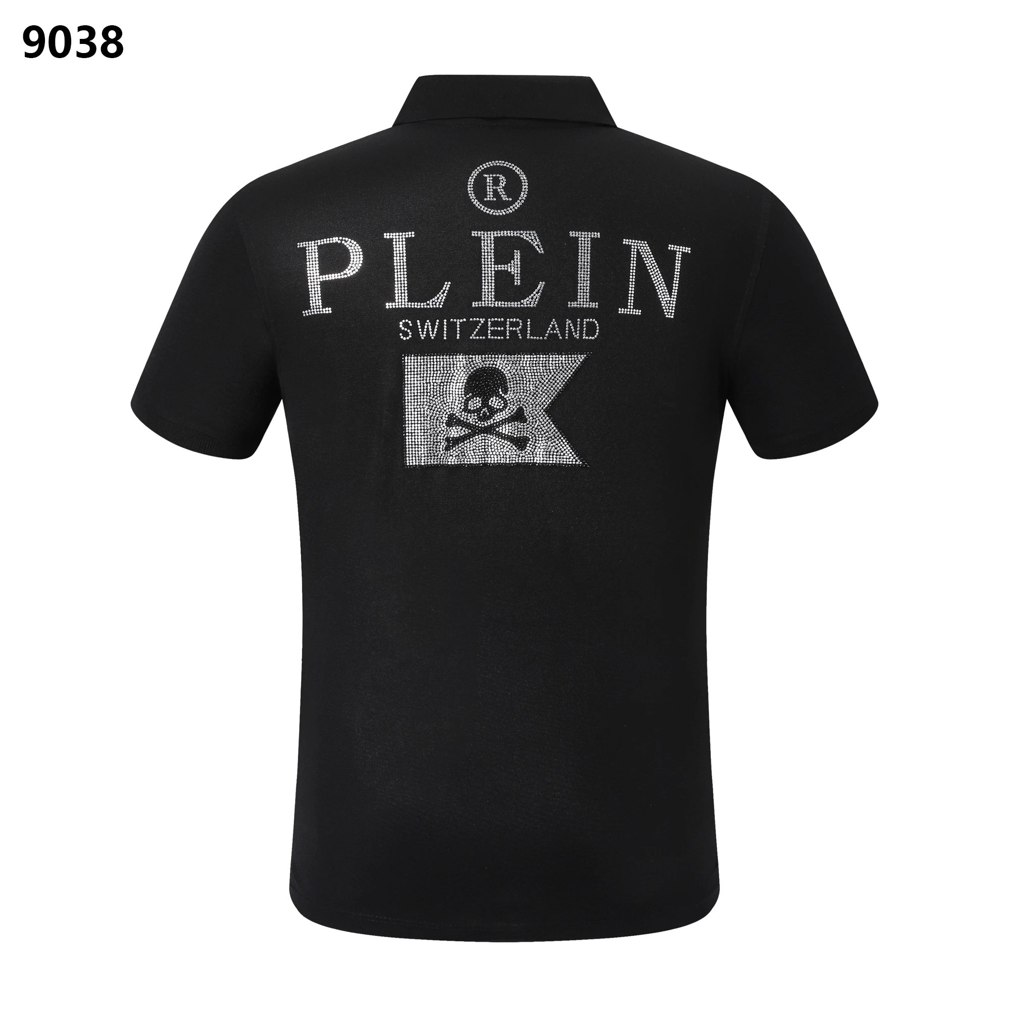Philipp Plein Switzerland Skull Flag Crystal Polo Black