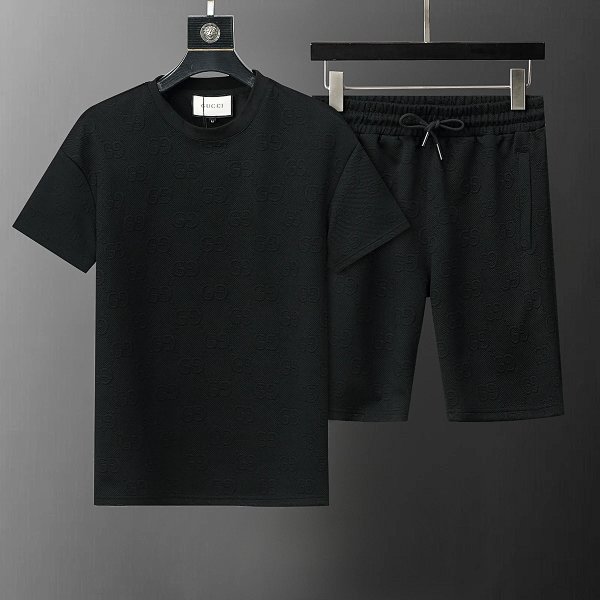 Gucci GG Monogram Black T-Shirt and Shorts Set Casual Set product listing in Litbuy spreadsheet finds