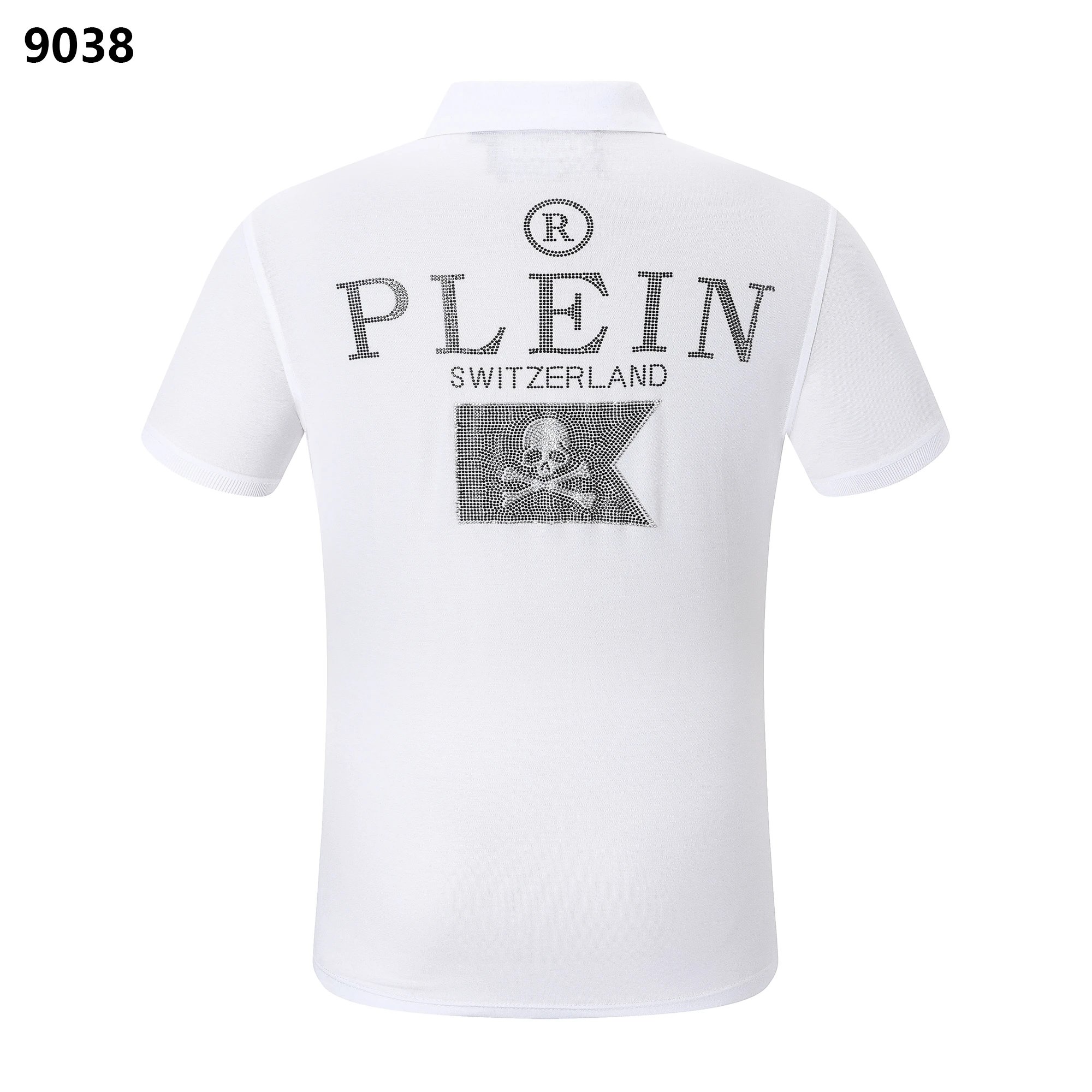 Philipp Plein Switzerland Skull Flag Crystal Polo White